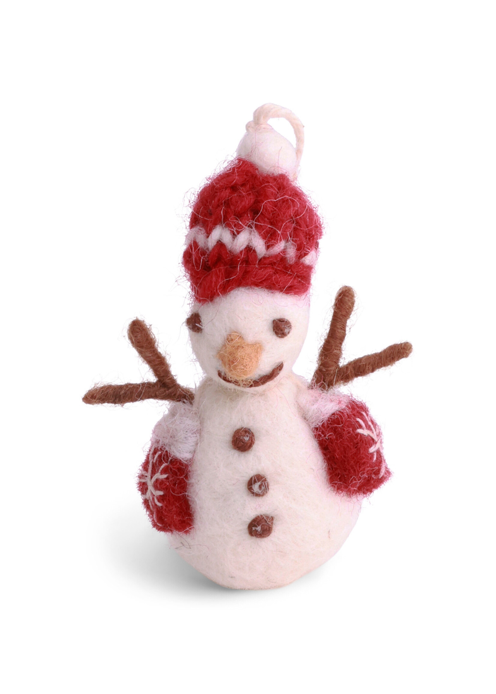 Gry and Sif Felt Snowman with Mittens Ornament