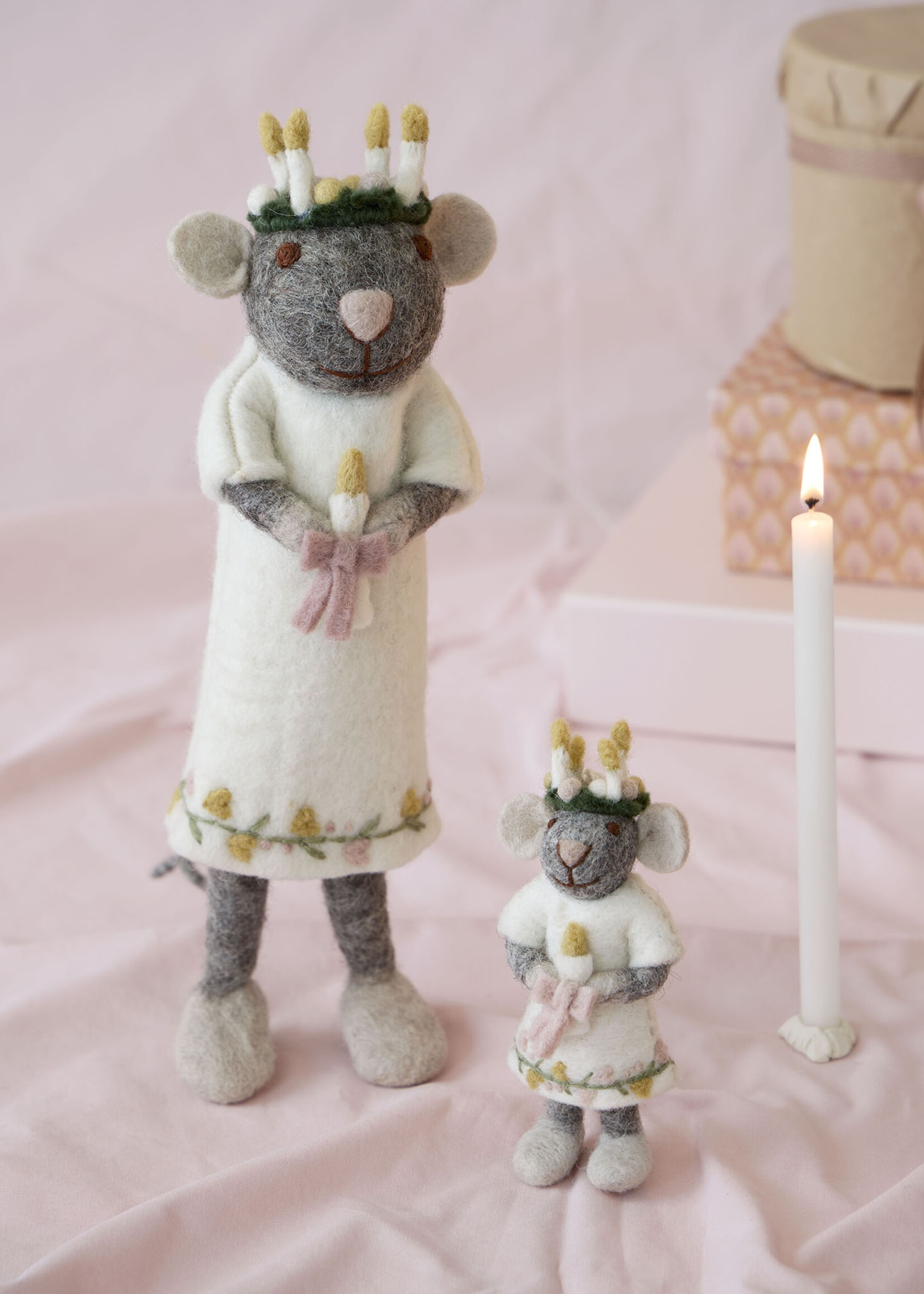 Gry and Sif Felt Grey Saint Lucia Mouse Ornament