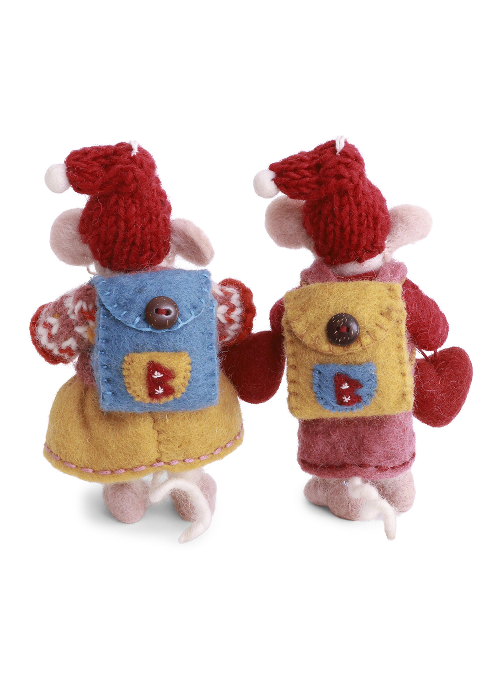 Gry and Sif Felt White Mouse Red Jumper with Heart Ornament