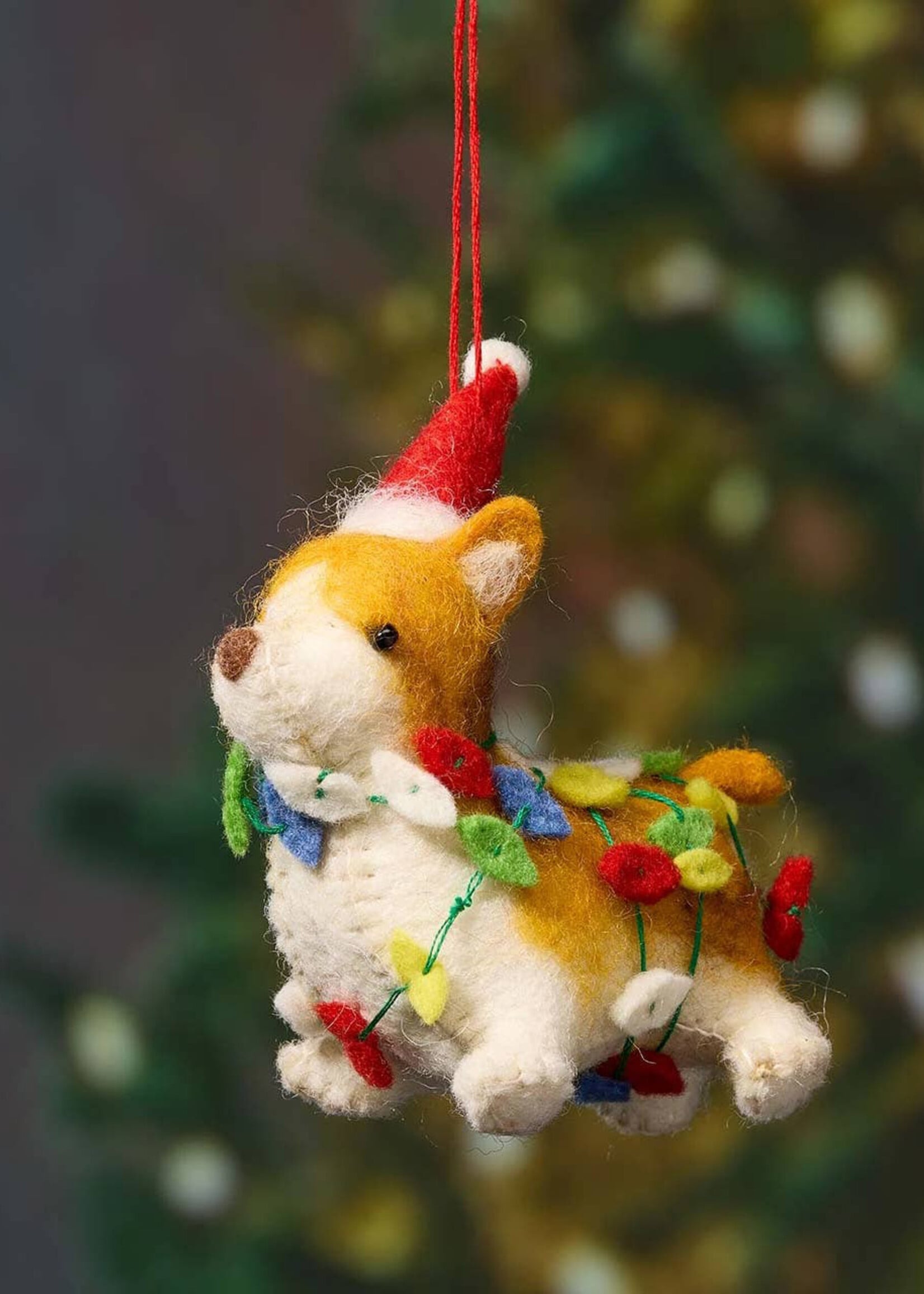 SERRV Felt Festive Corgi Ornament