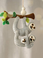 Ten Thousand Villages Felt Shya Sloth Family Ornament
