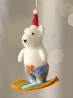 Ten Thousand Villages Felt Surfing Bear Ornament