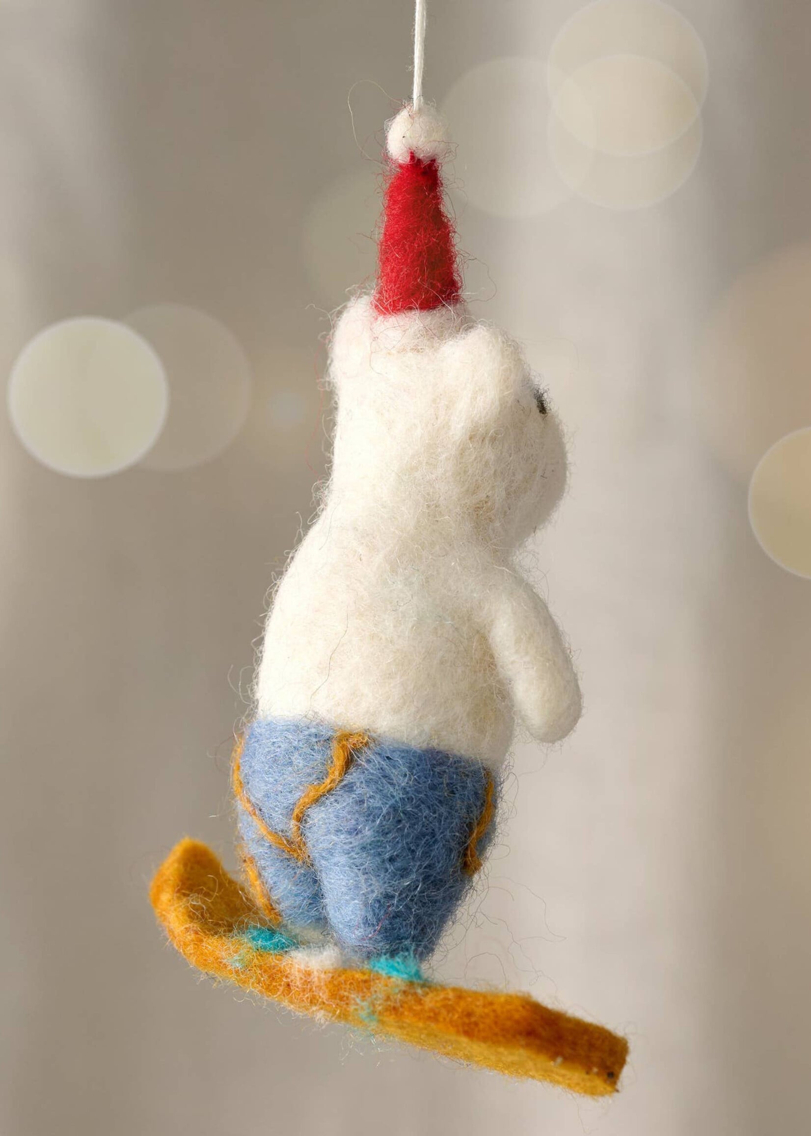 Ten Thousand Villages Felt Surfing Bear Ornament