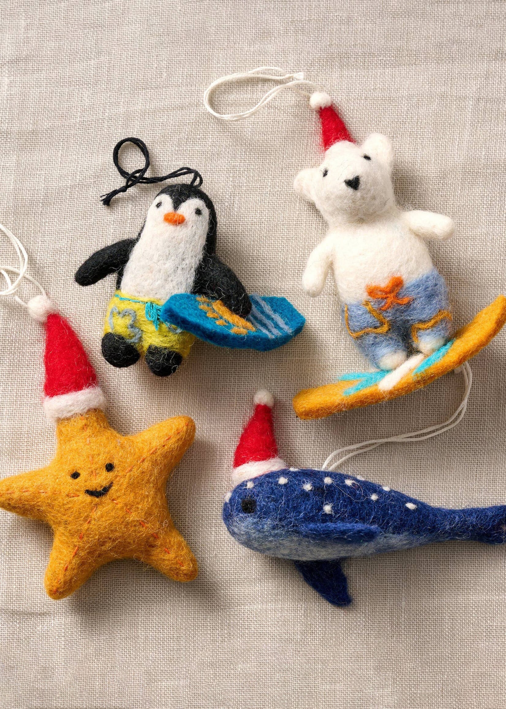 Ten Thousand Villages Felt Surfing Bear Ornament