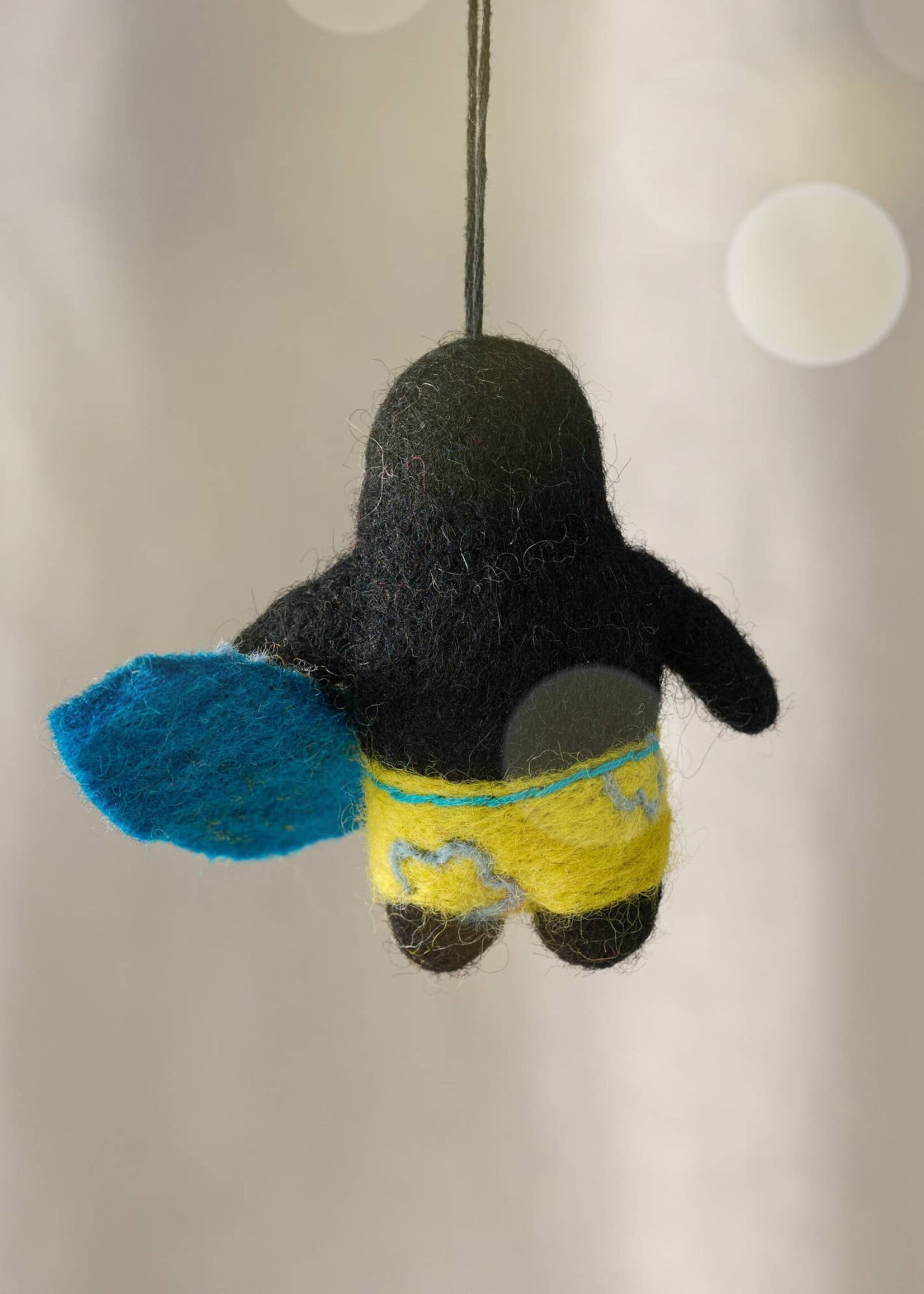 Ten Thousand Villages Felt Surfing Penguin Ornament