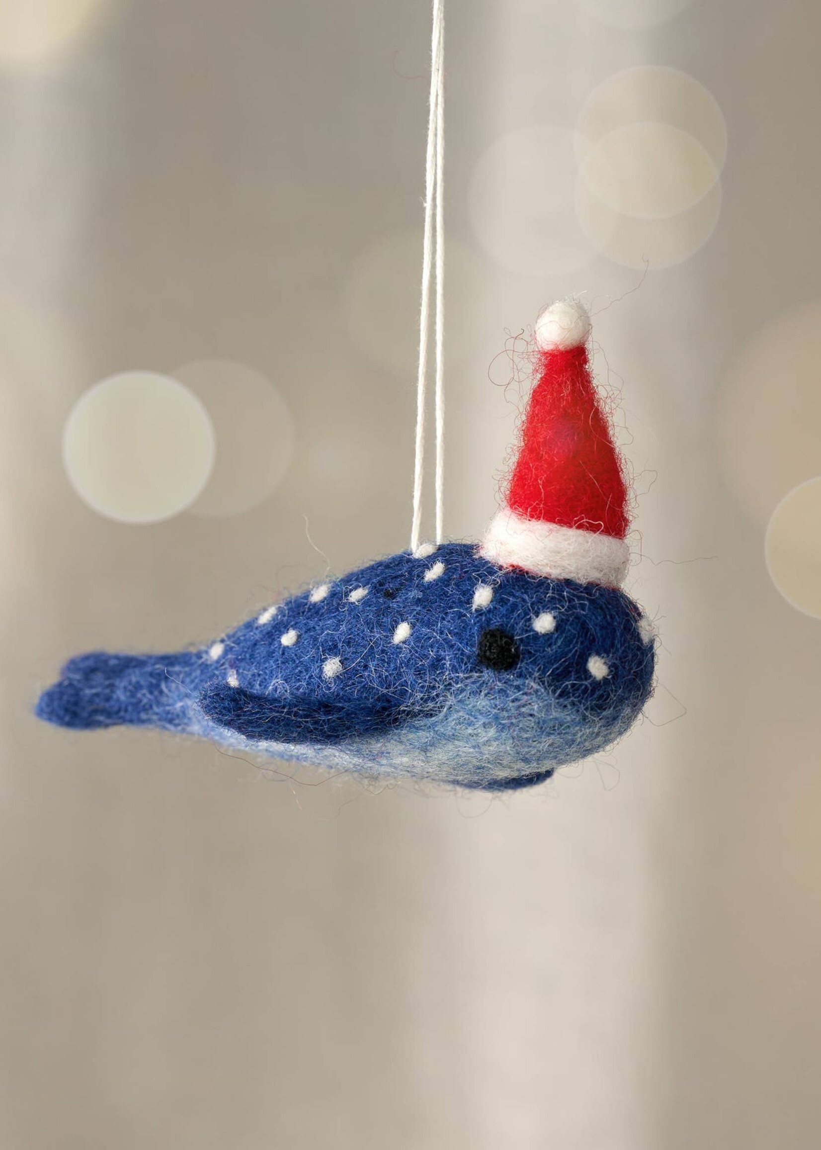 Ten Thousand Villages Felt Mobi Blue Whale Ornament