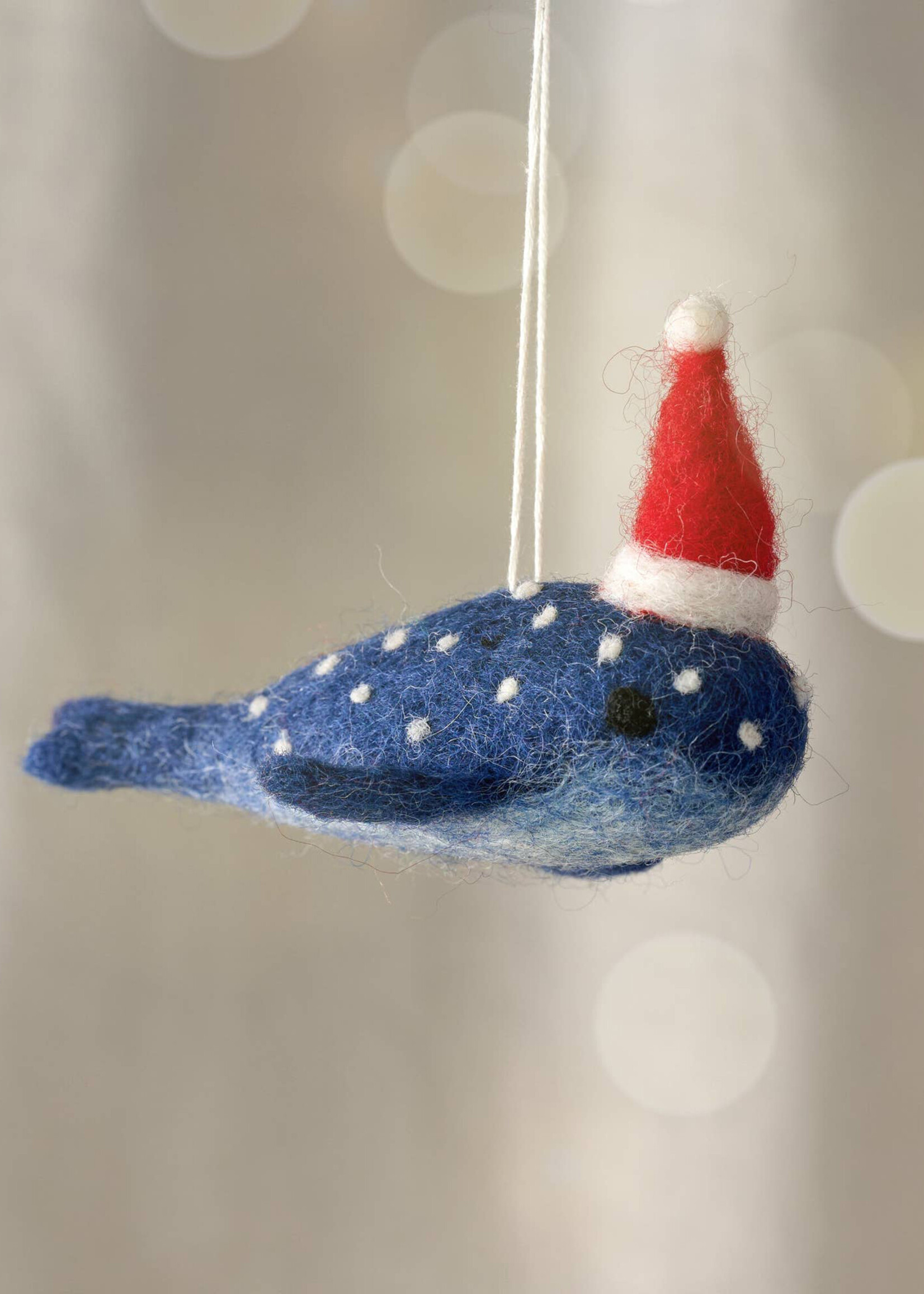 Ten Thousand Villages Felt Mobi Blue Whale Ornament