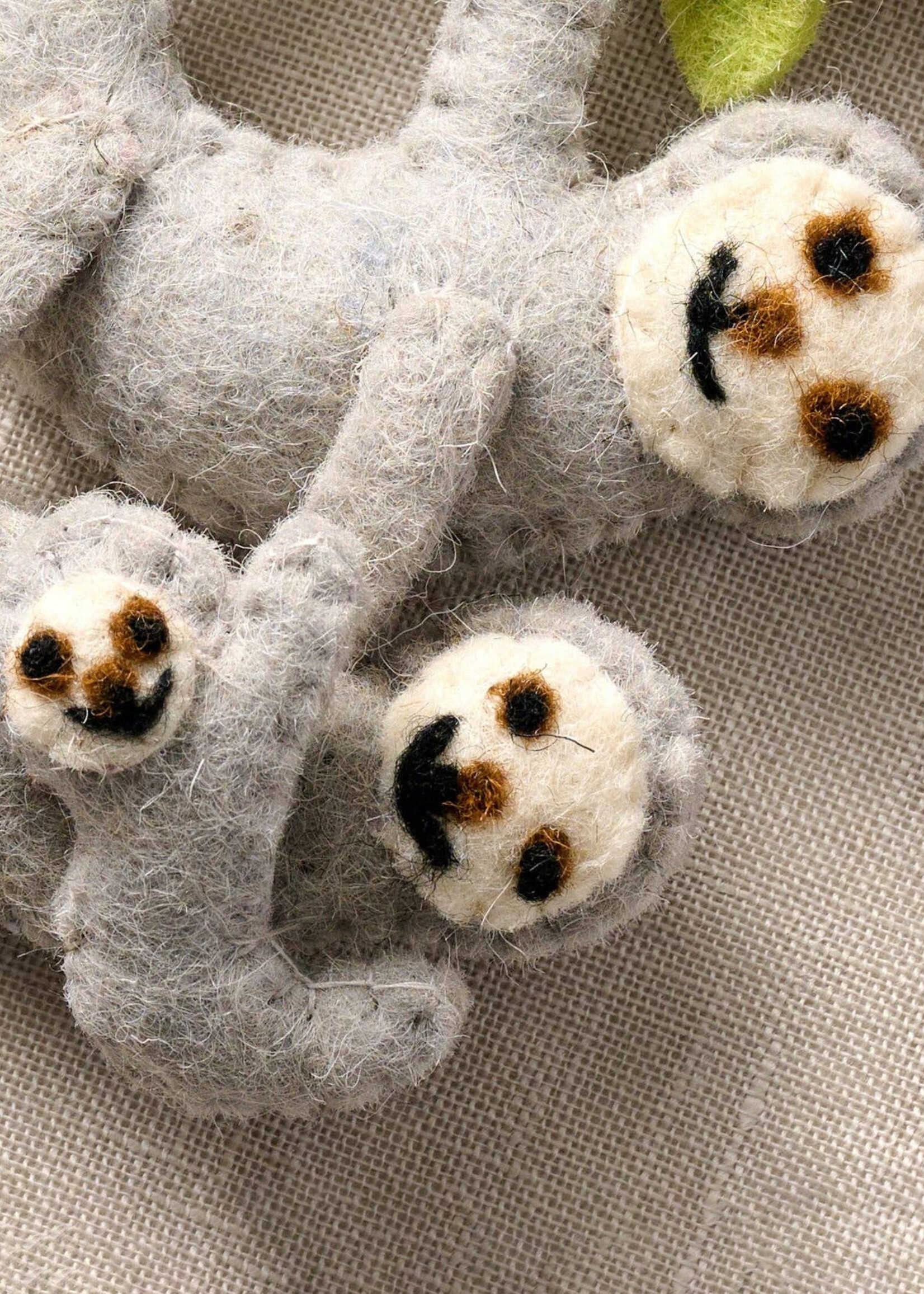 Ten Thousand Villages Felt Shya Sloth Family Ornament