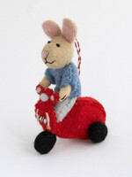 The Winding Road Felt Bunny Riding Vespa Ornament