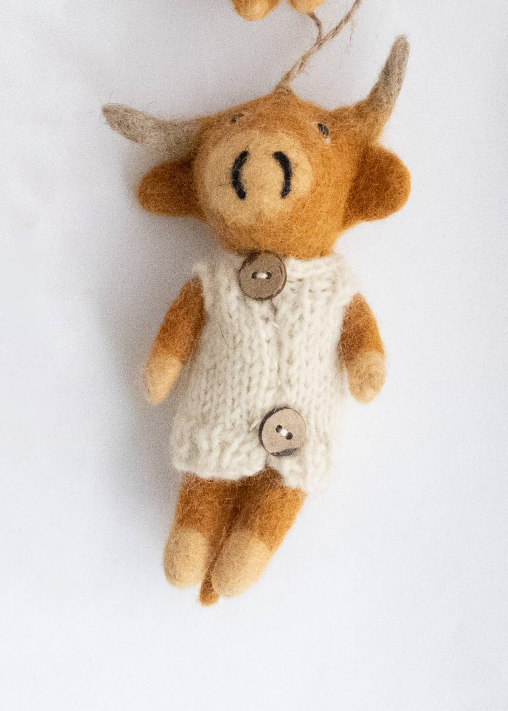 The Winding Road Felt Highland Cow Ornament