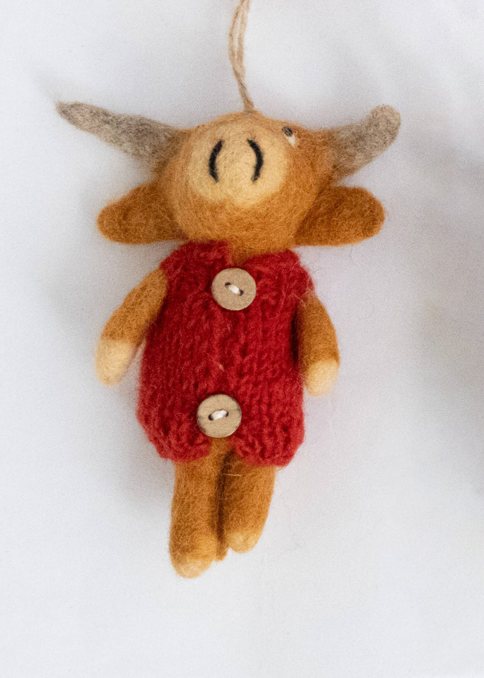 The Winding Road Felt Highland Cow Ornament