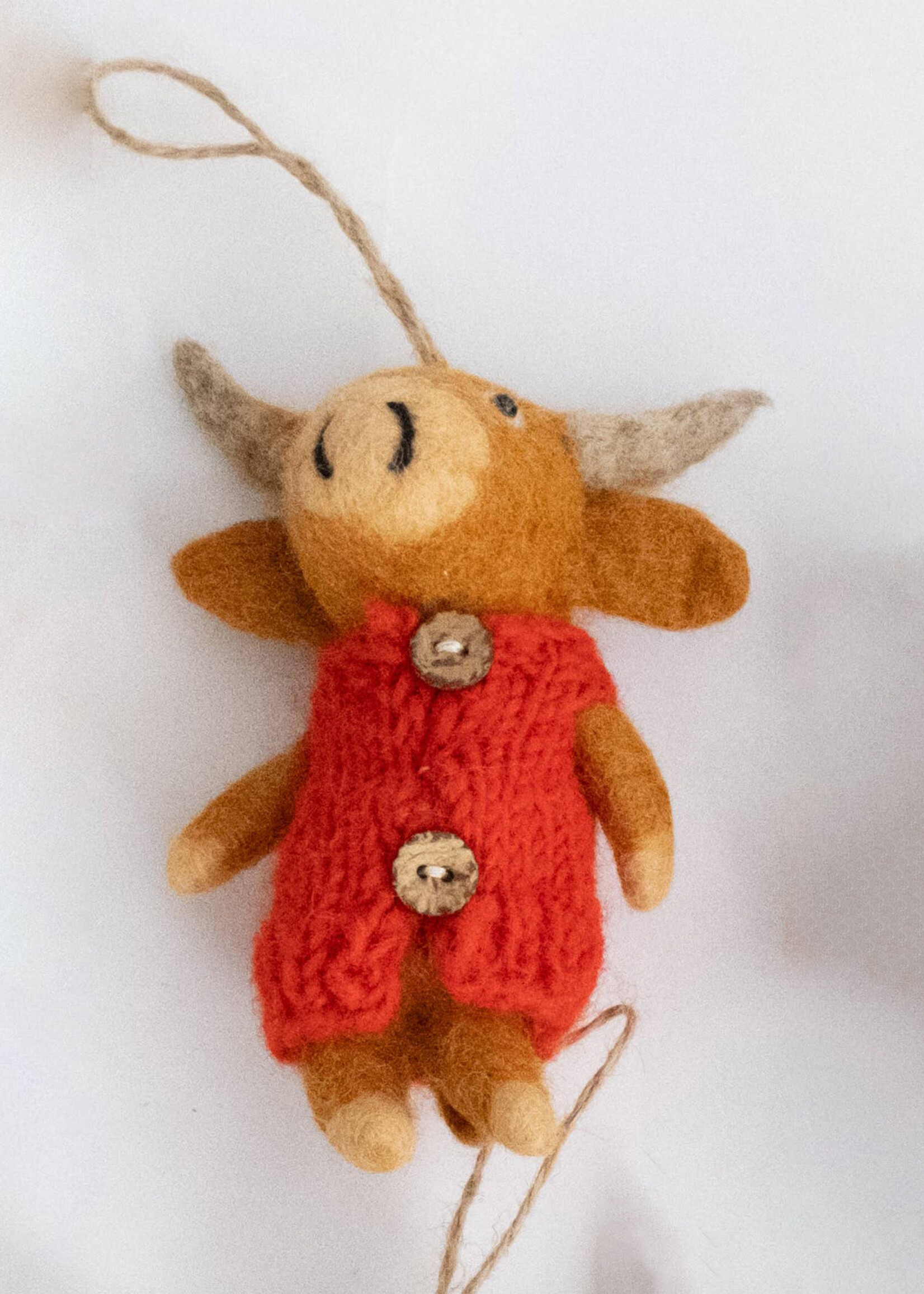 The Winding Road Felt Highland Cow Ornament