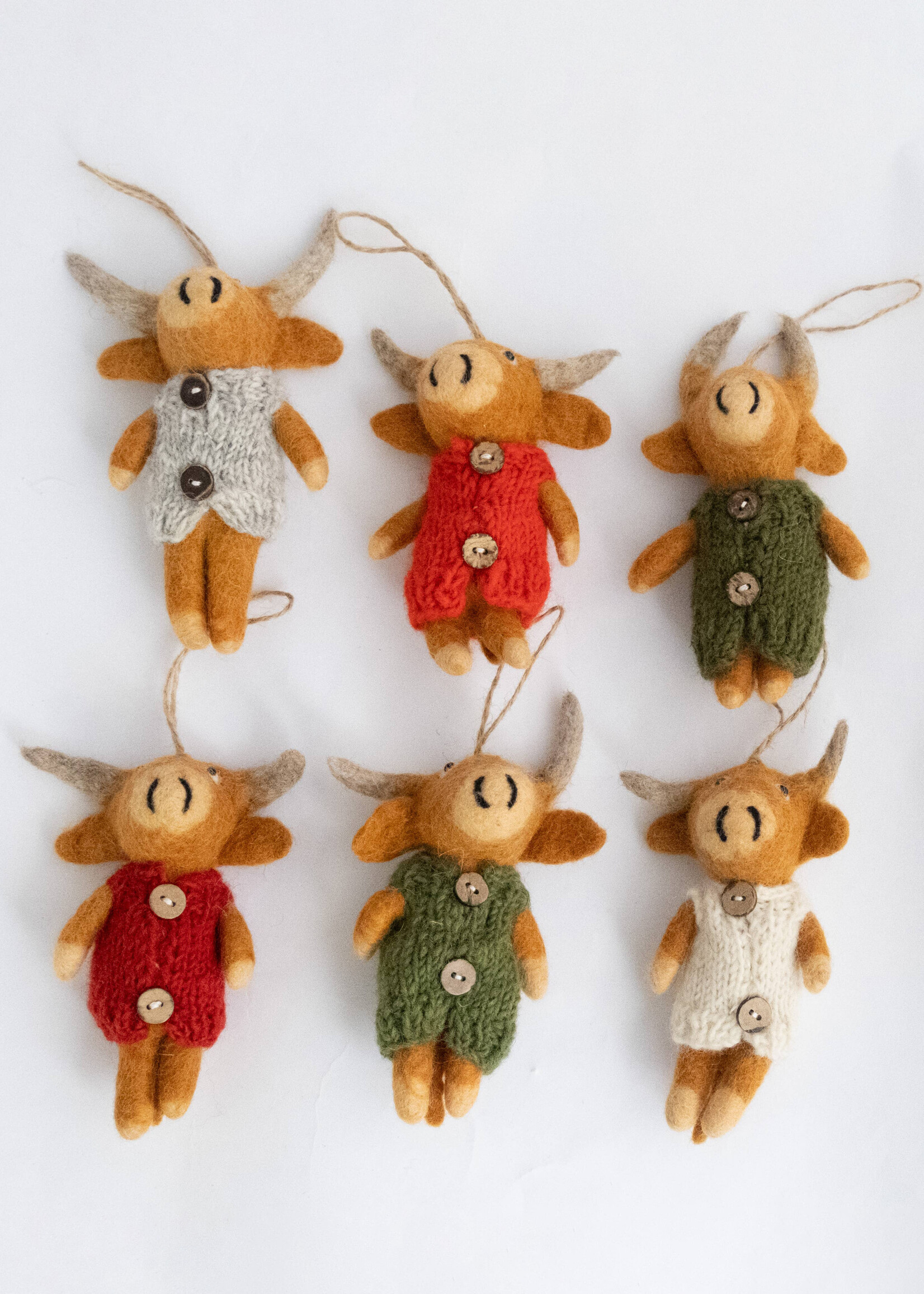 The Winding Road Felt Highland Cow Ornament