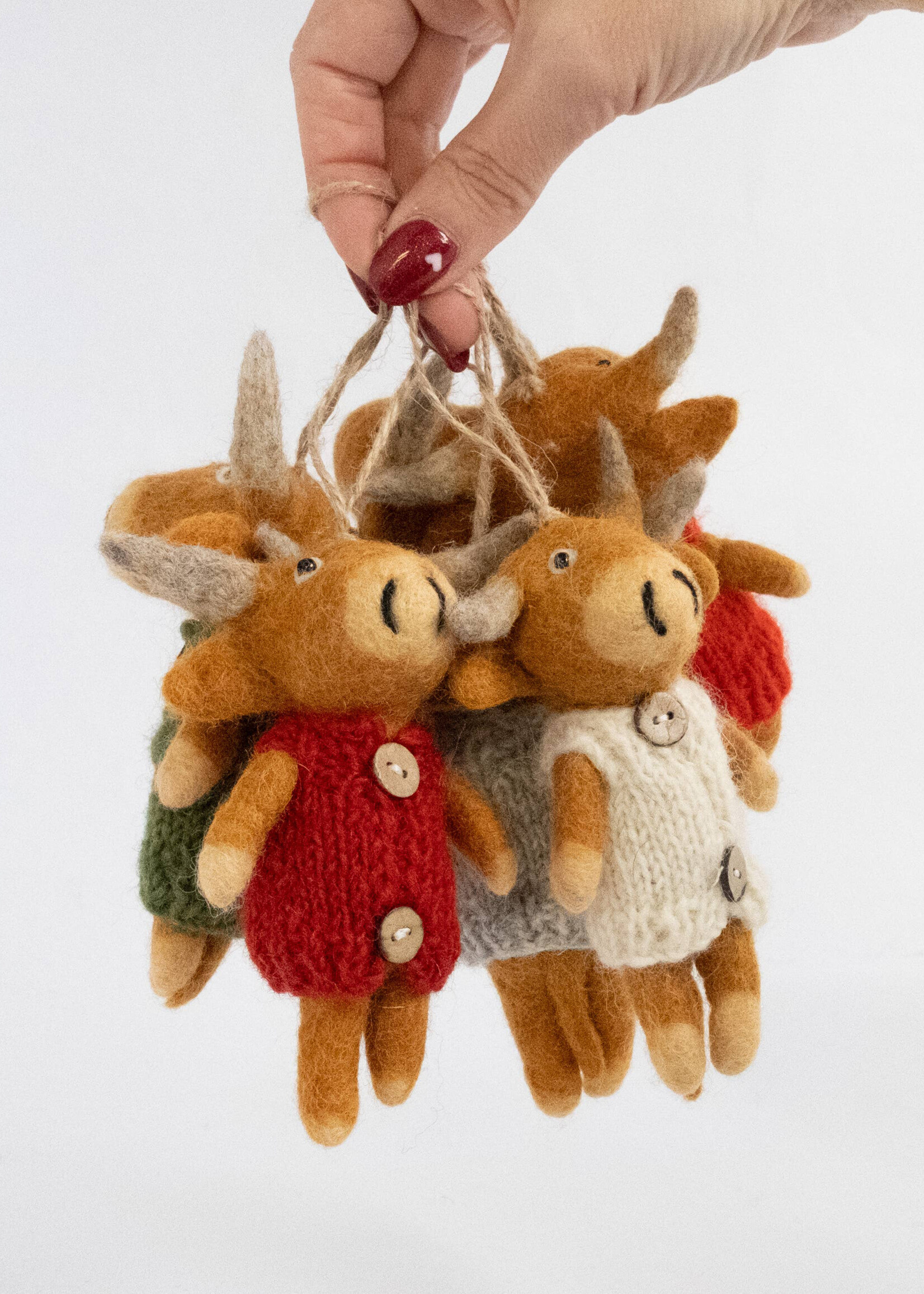 The Winding Road Felt Highland Cow Ornament