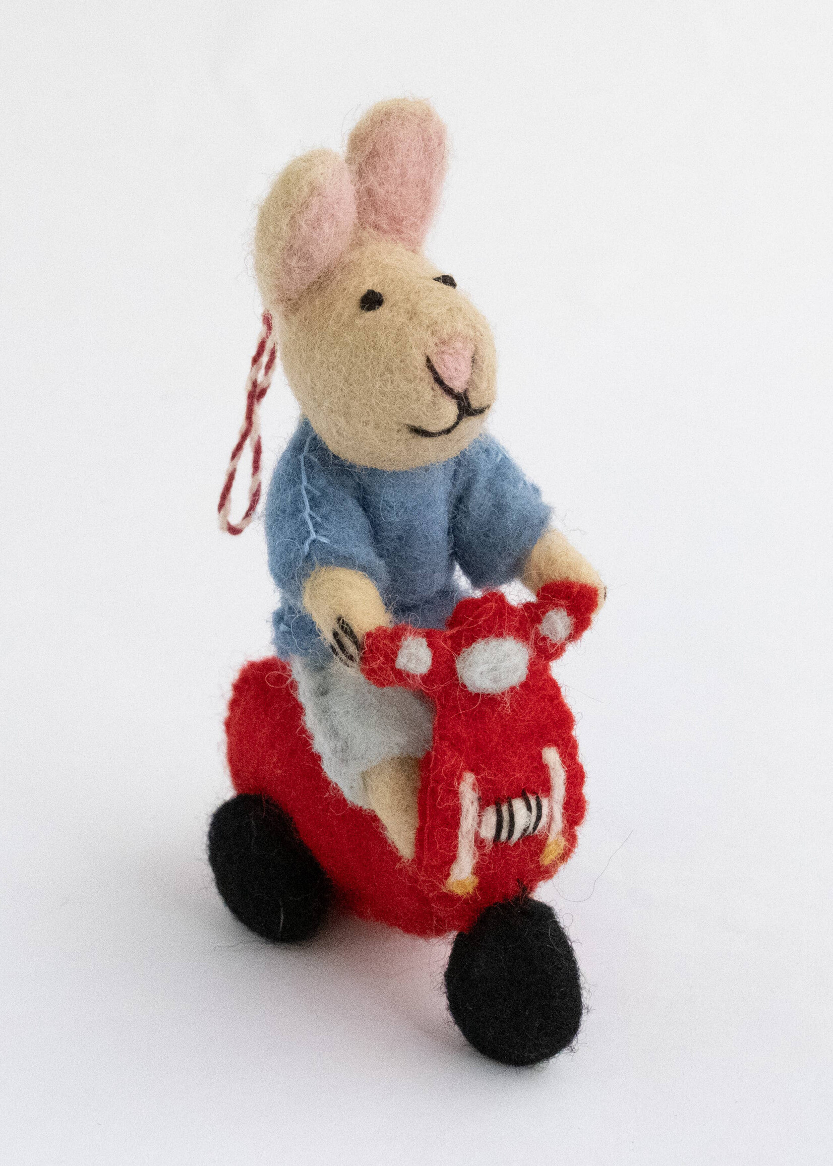 The Winding Road Felt Bunny Riding Vespa Ornament