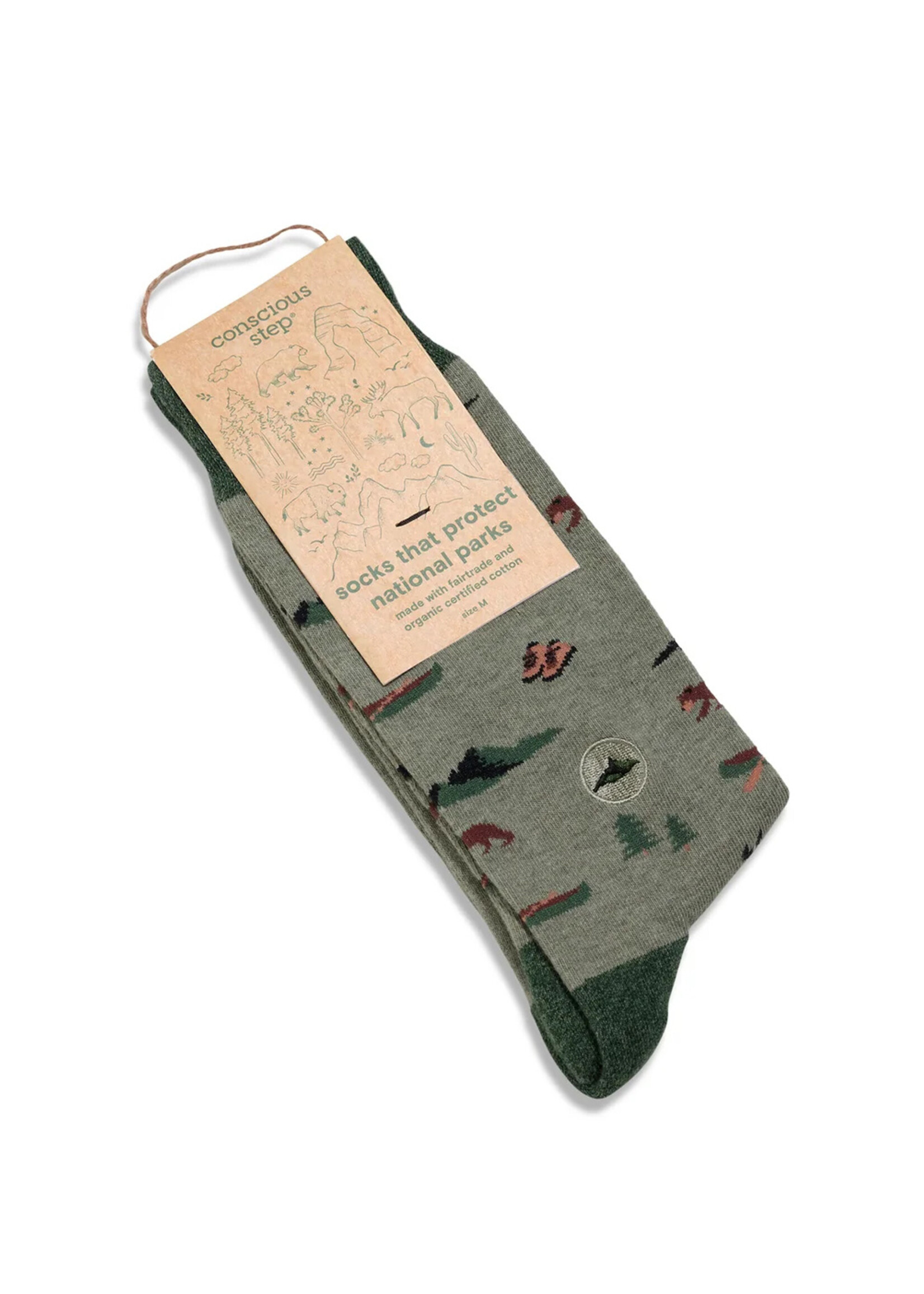 Conscious Step Women's Green Hiking Socks - Protect National Parks