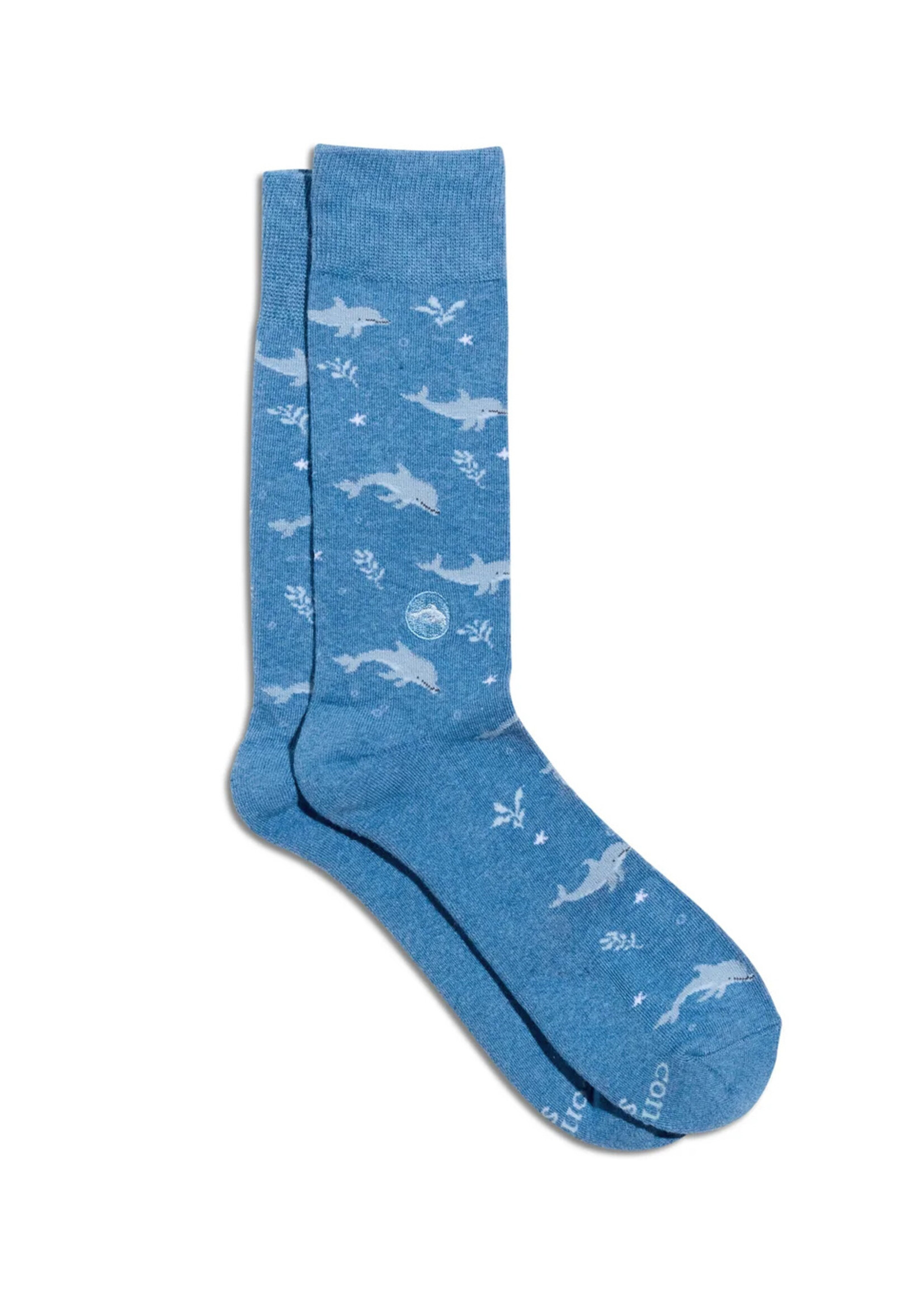 Conscious Step Men's Blue Dolphins Socks