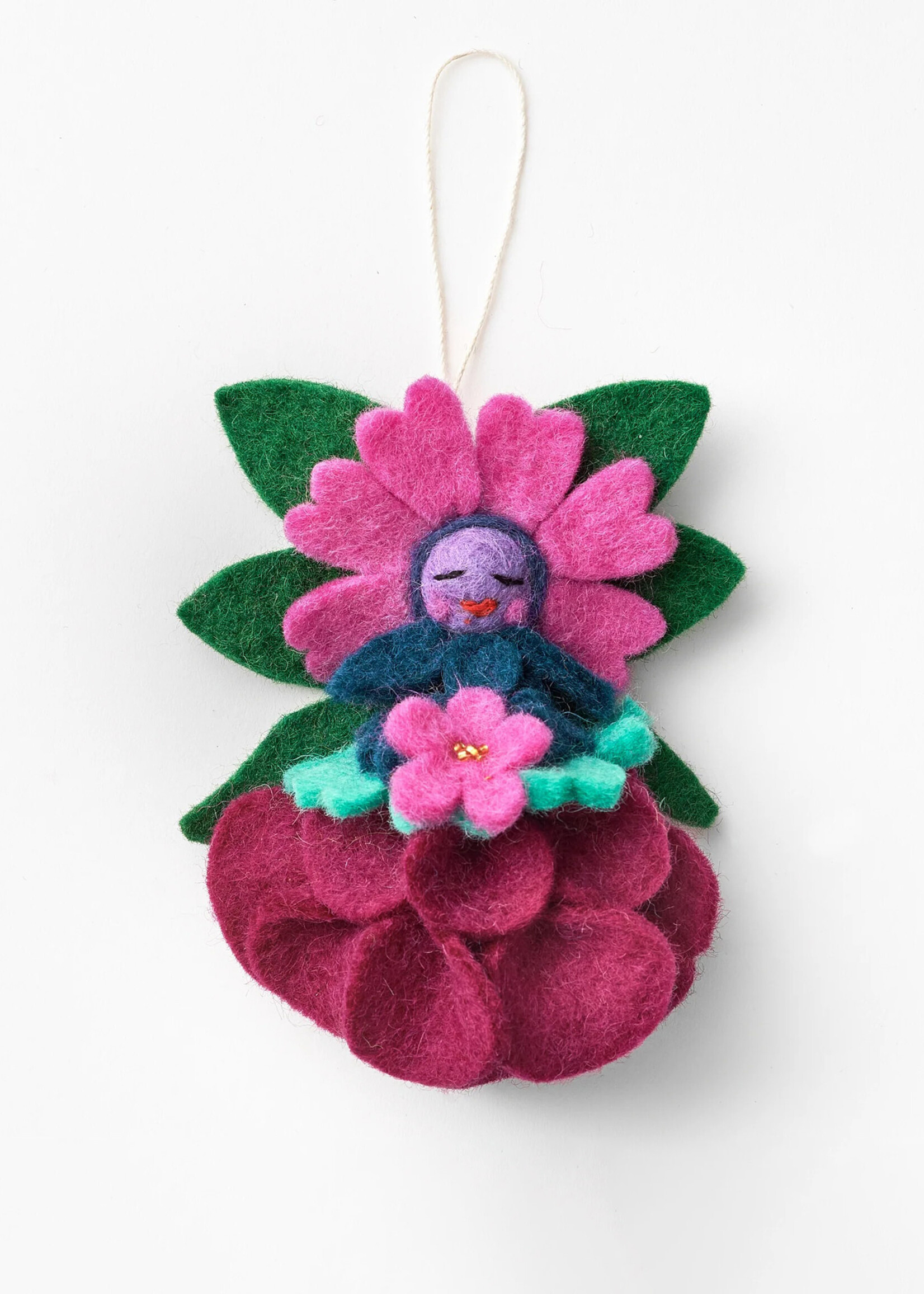 Global Goods Partners Felt Flower Angel Ornament - Magenta