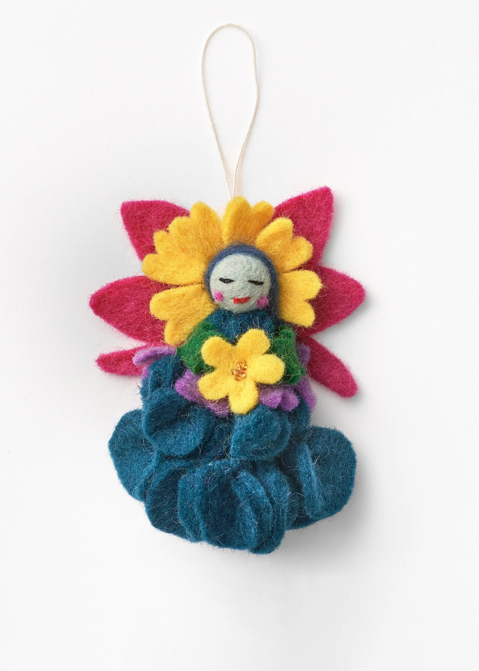 Global Goods Partners Felt Flower Angel Ornament - Blue