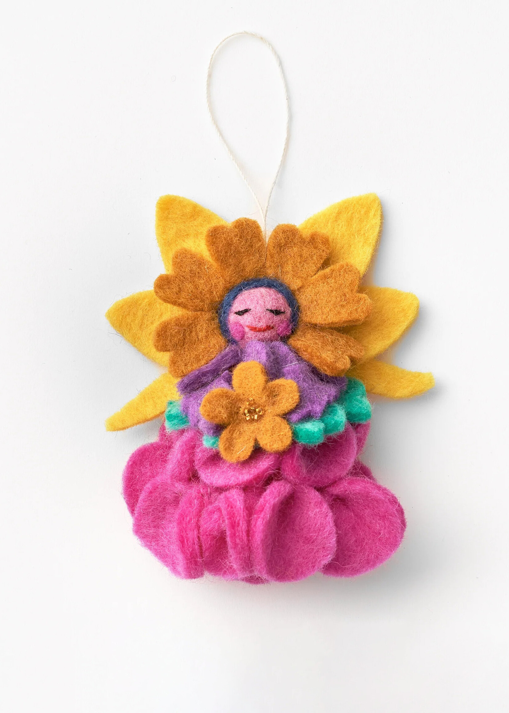 Global Goods Partners Felt Flower Angel Ornament - Pink