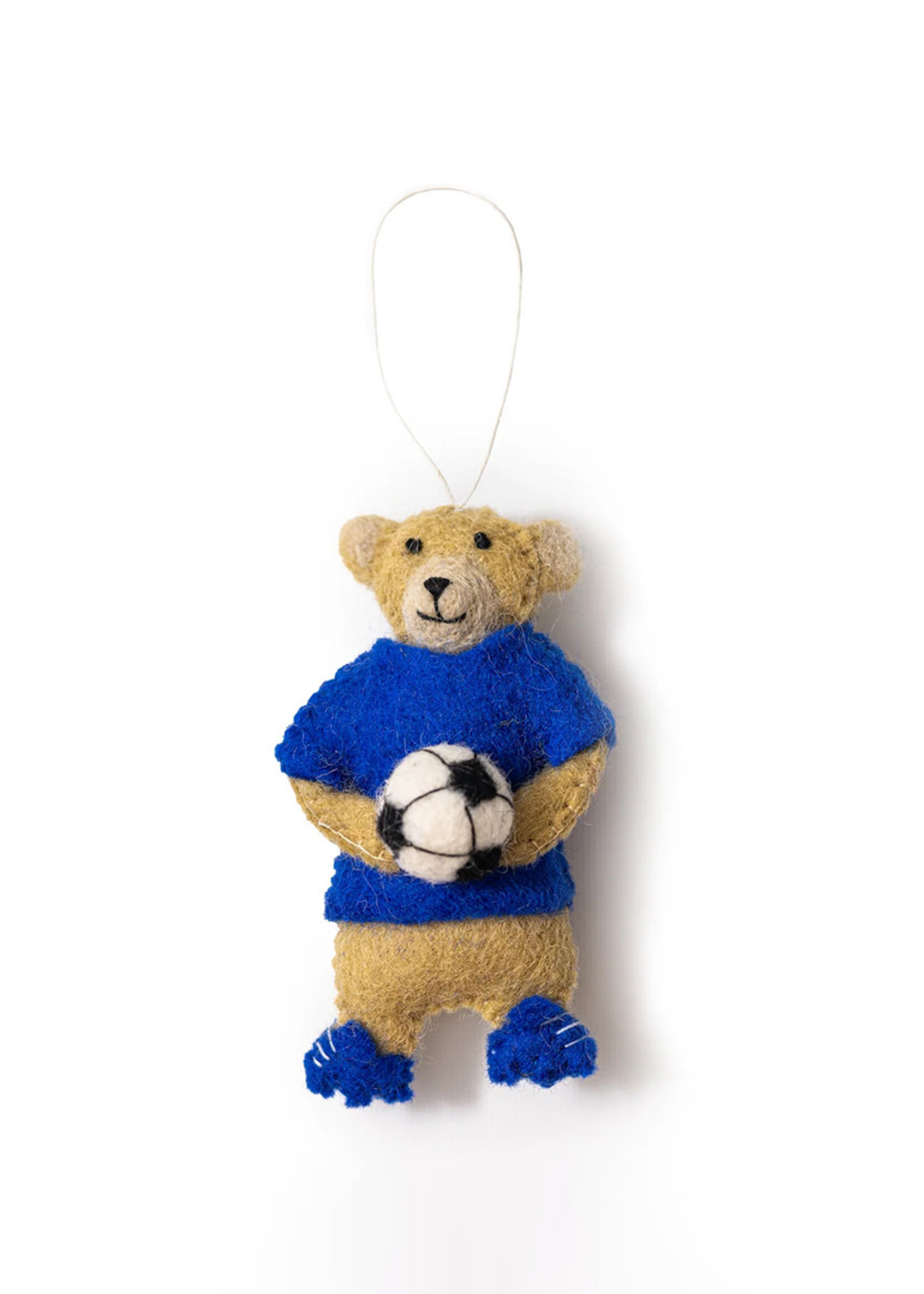 Global Goods Partners Felt Soccer Bear Ornament