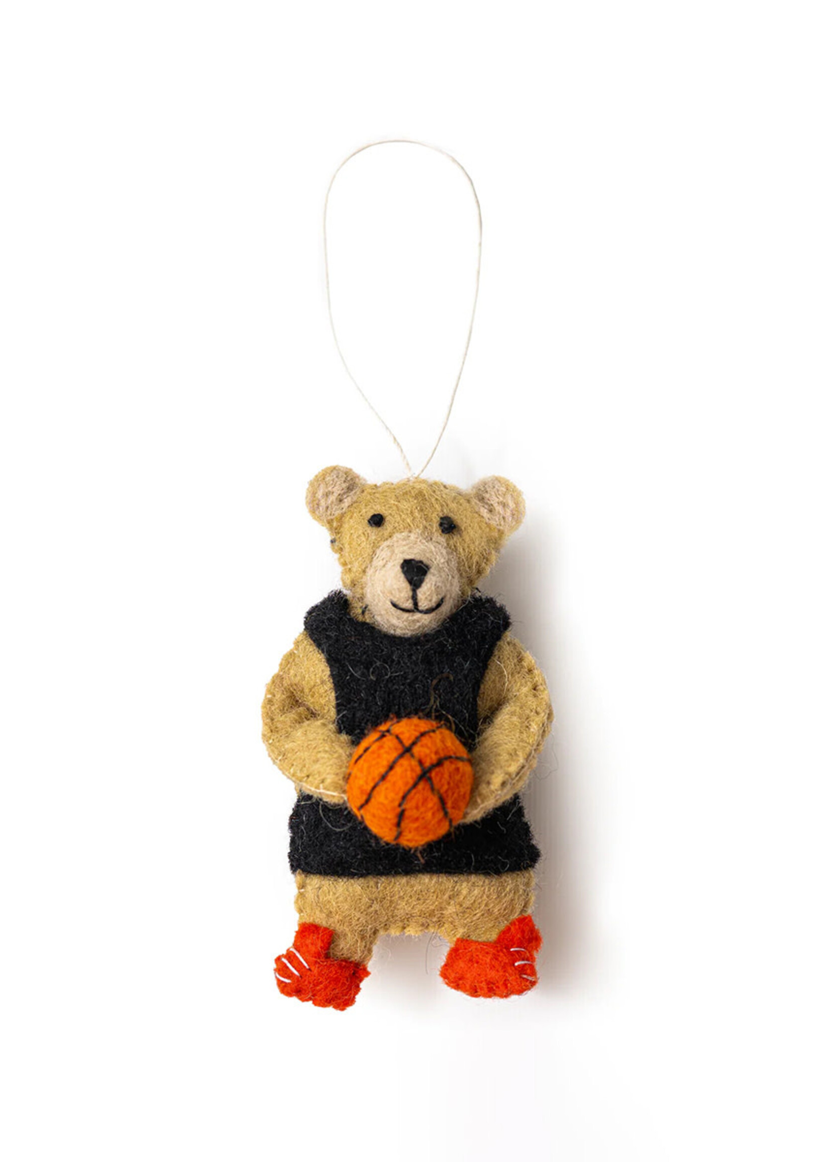 Global Goods Partners Felt Basketball Bear Ornament