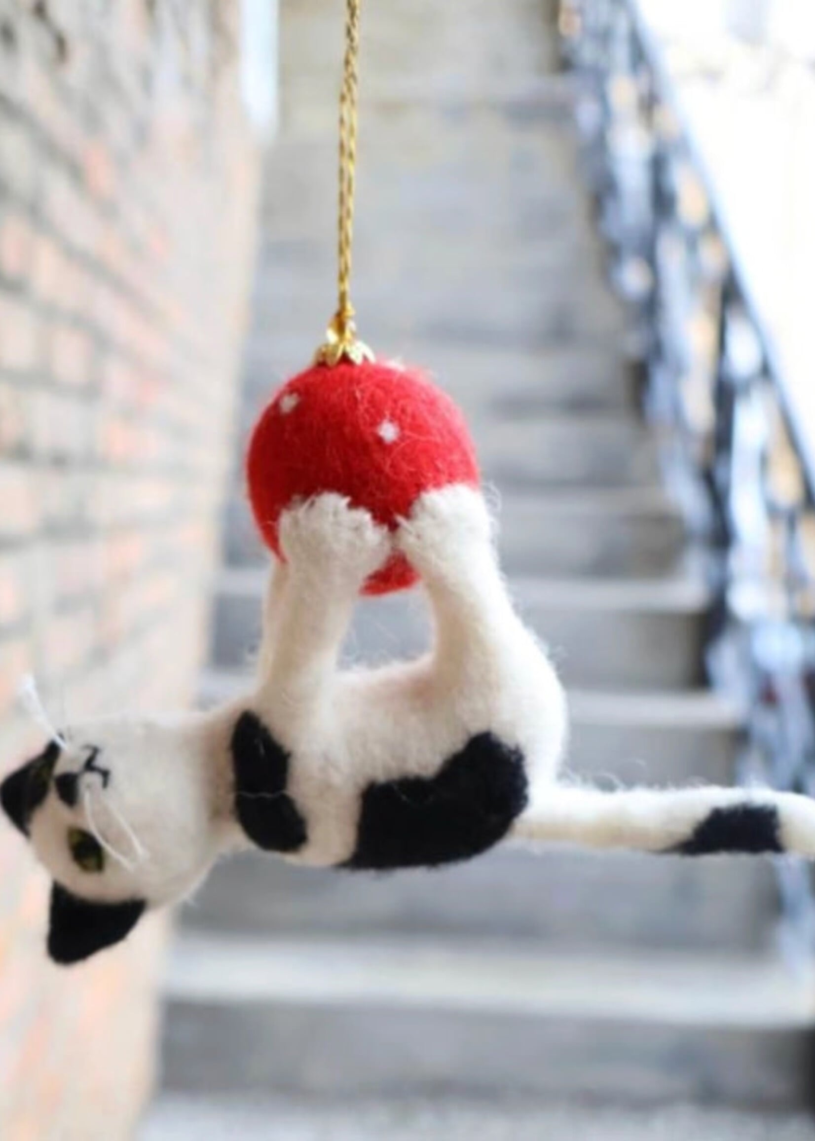 Ganesh Himal Felt Cat & Ball Ornament