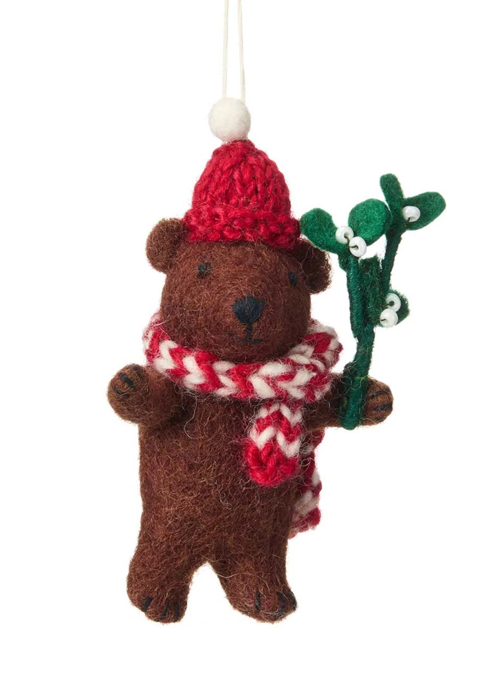 SERRV Felt Mistletoe Bear Ornament