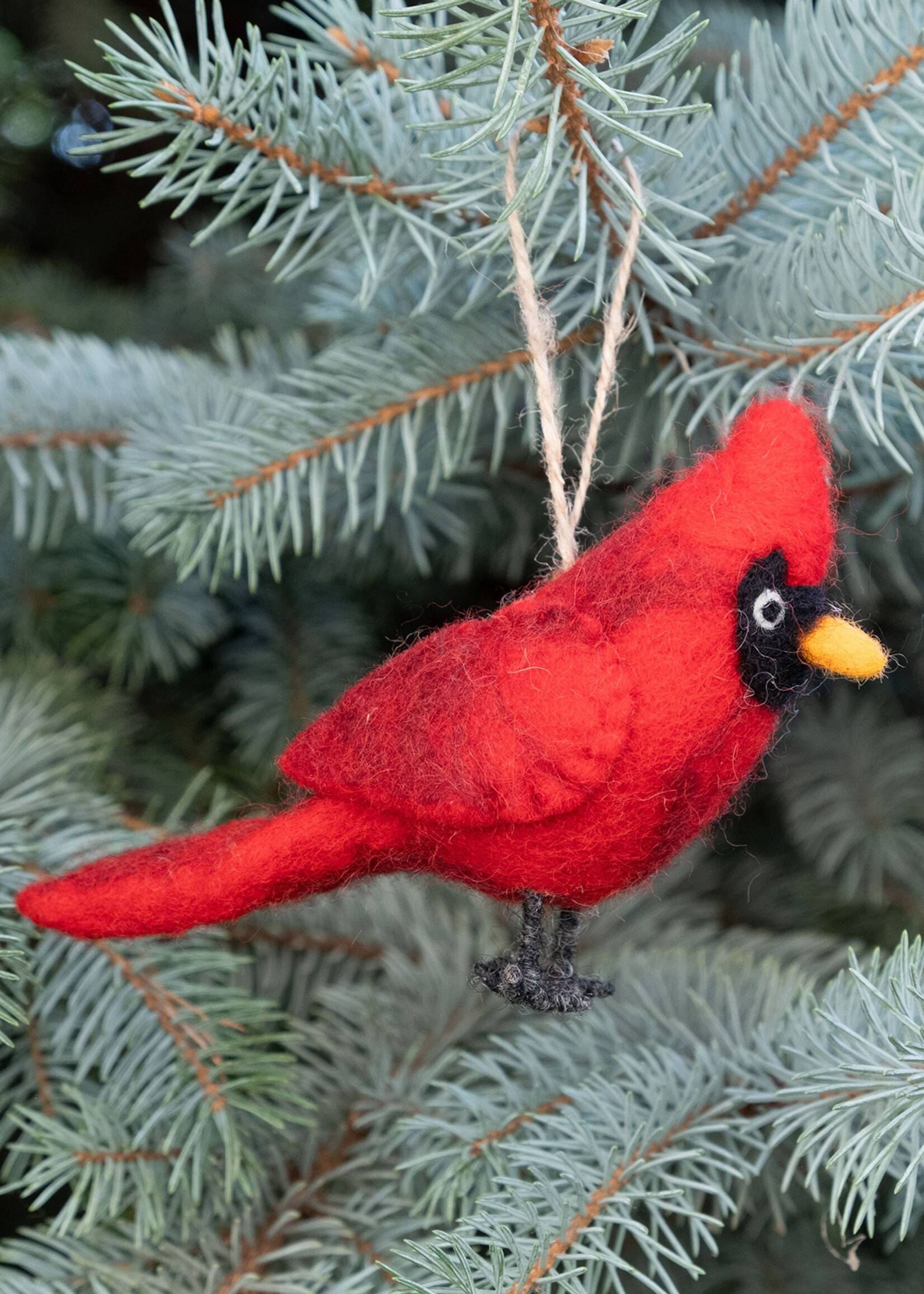 The Winding Road Felt Red Cardinal Ornament