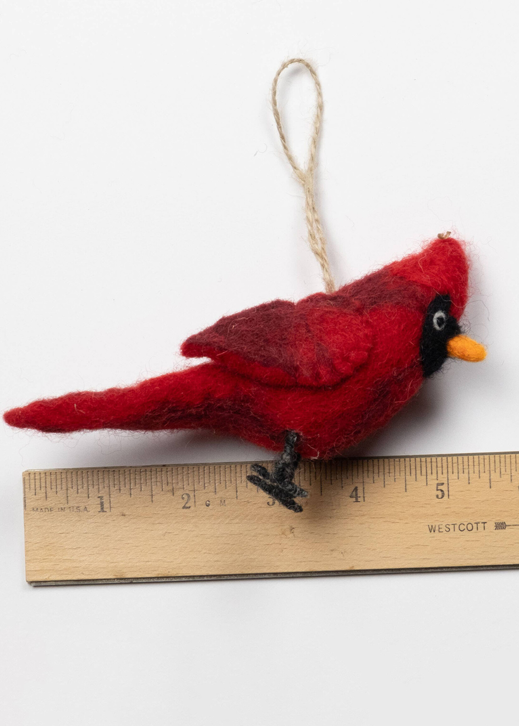 The Winding Road Felt Red Cardinal Ornament