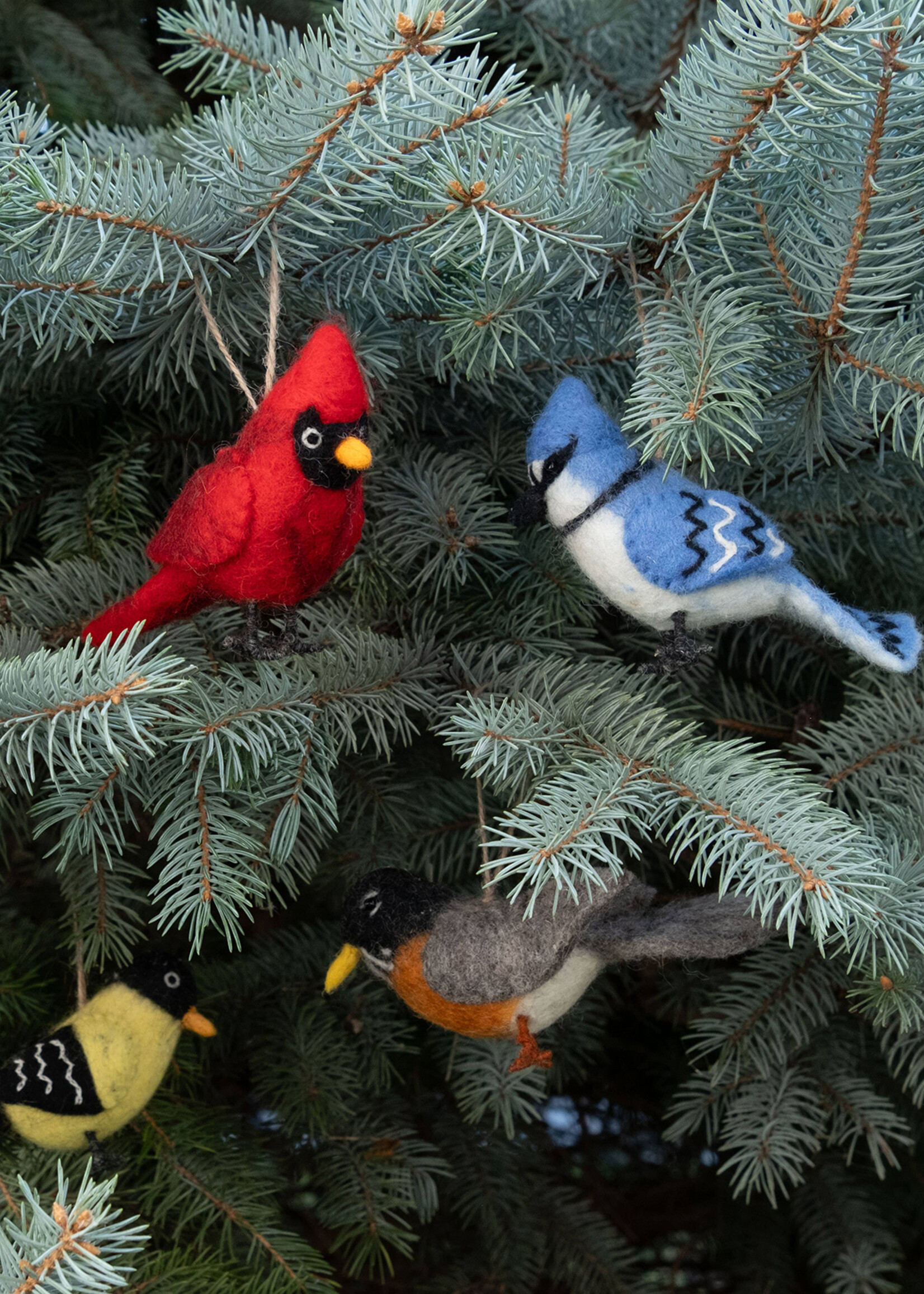 The Winding Road Felt Blue Jay Ornament