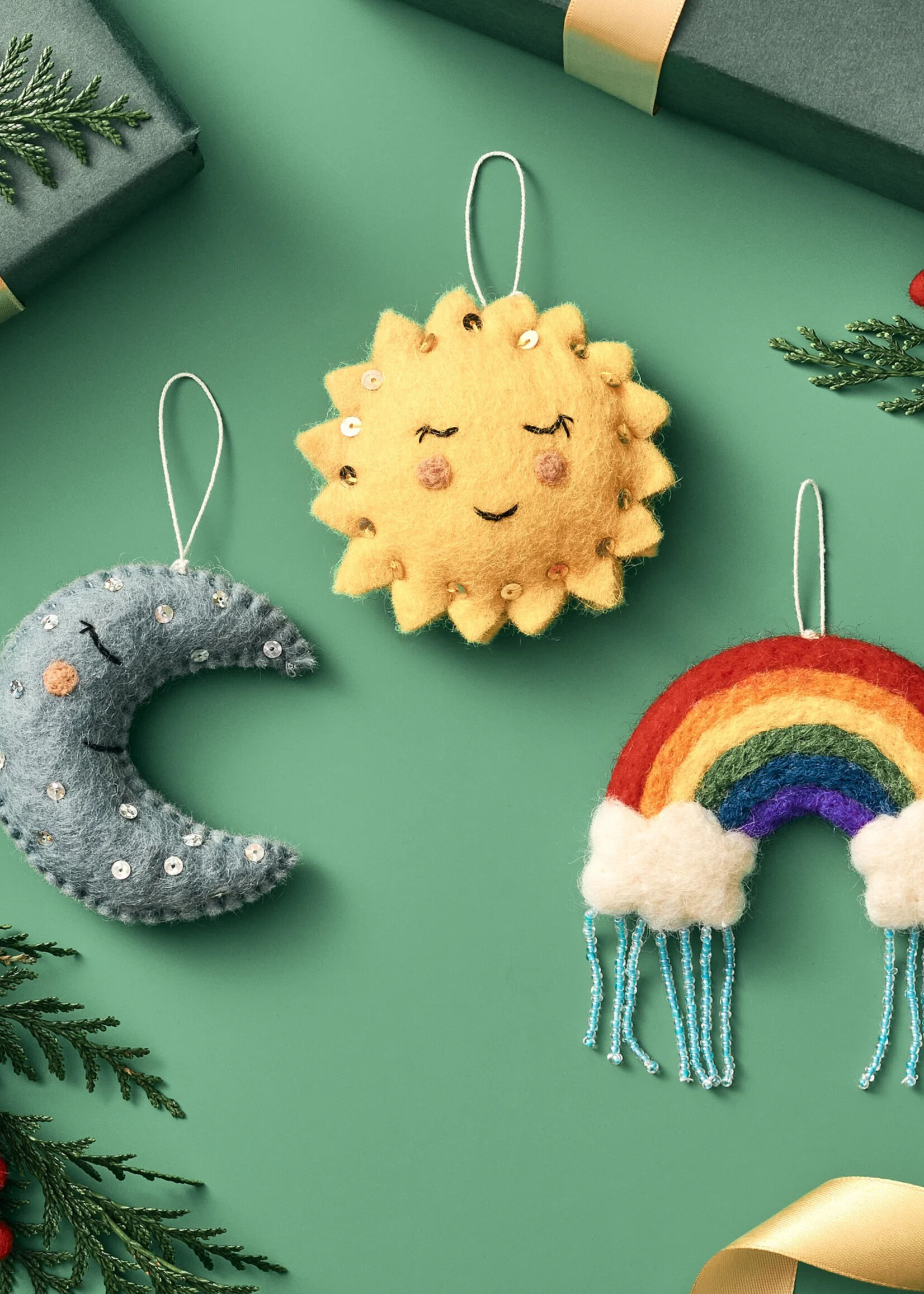 Global Goods Partners Felt Celestial Sun Ornament
