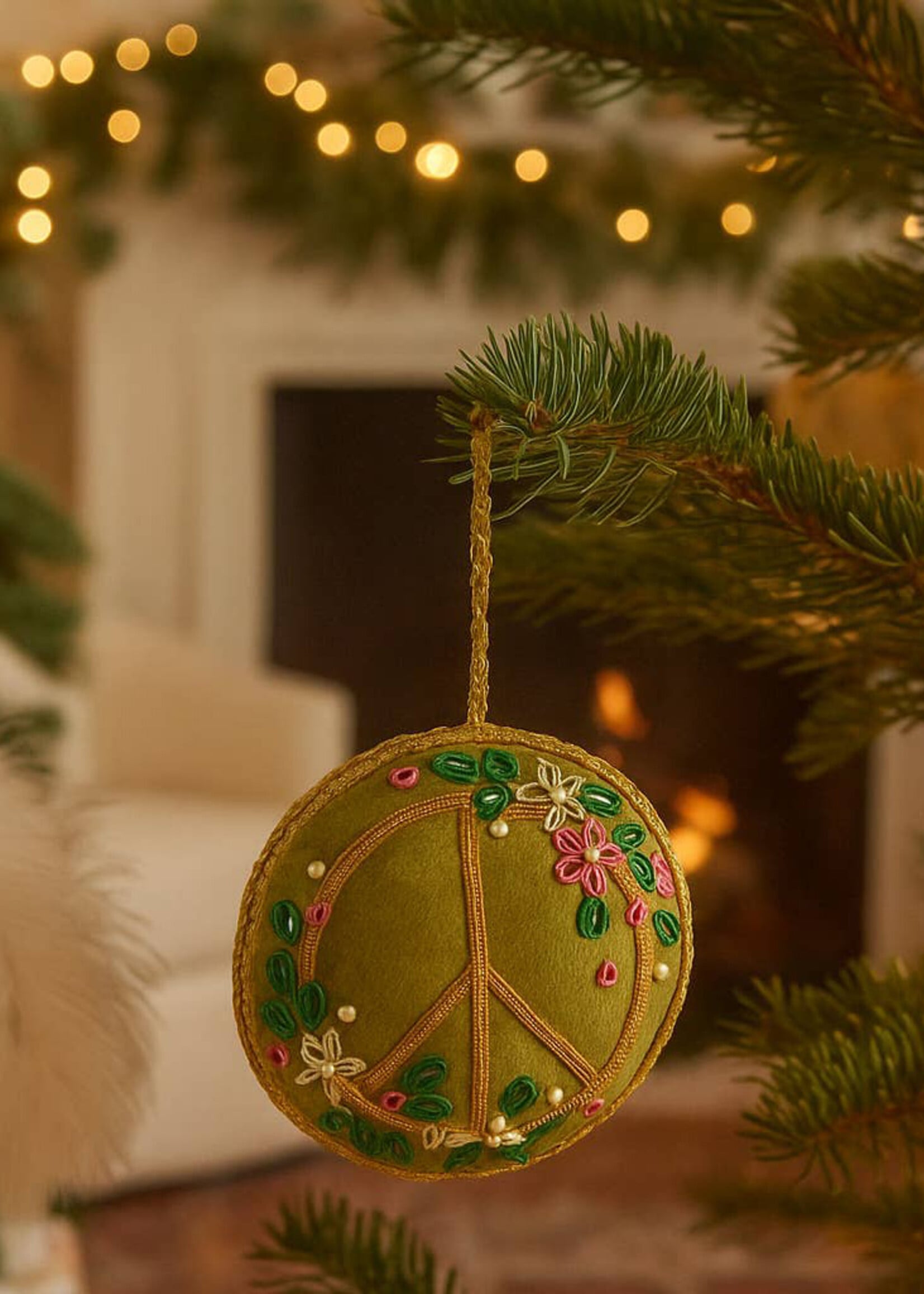 Matr Boomie Beaded Peace Sign Ornament