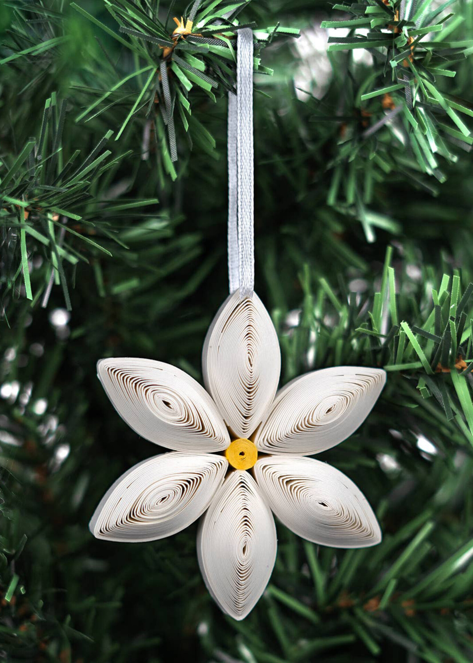Quilling Cards Quilled White Poinsettia Ornament
