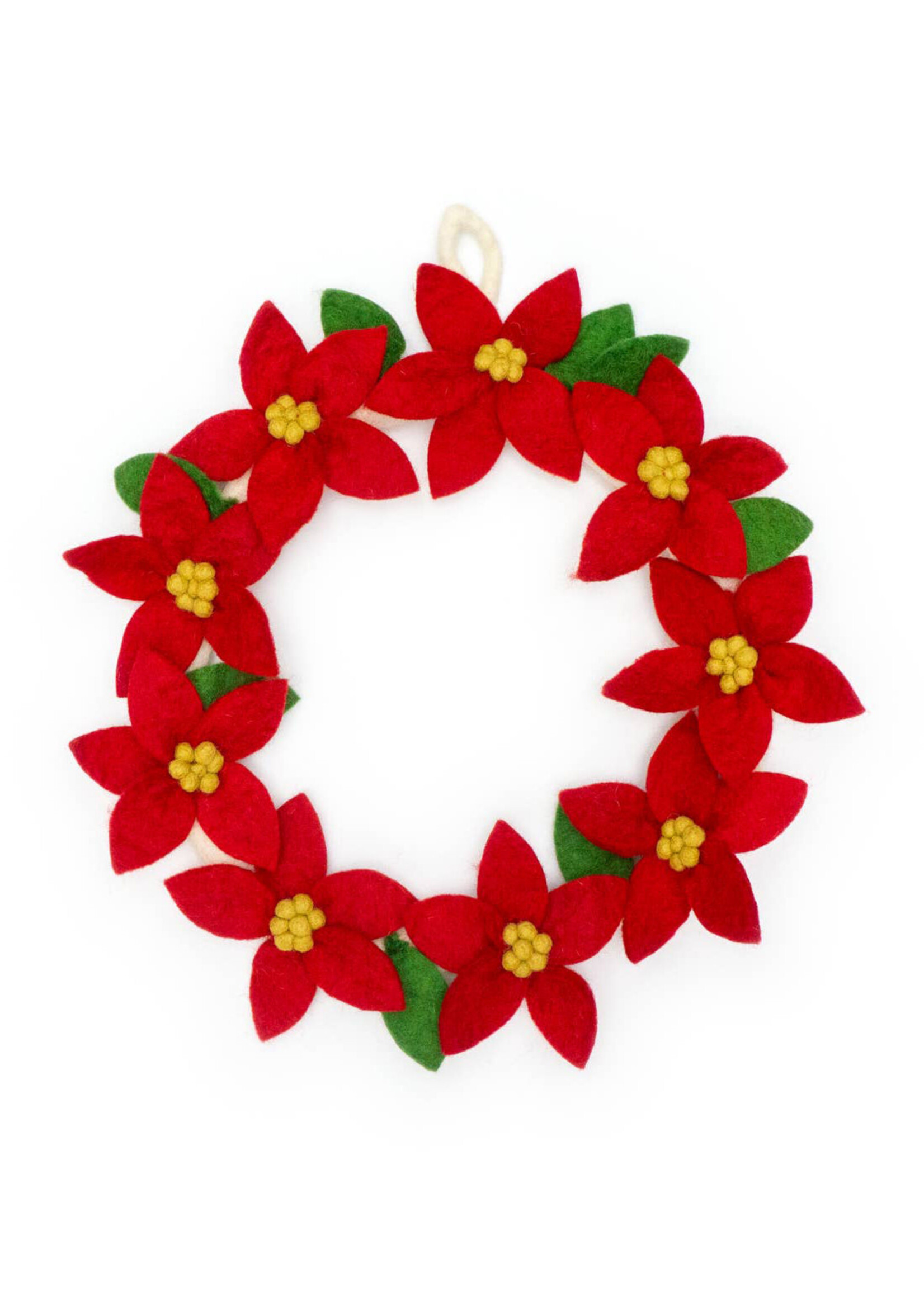 Friendsheep Red Poinsettia Felt Wreath