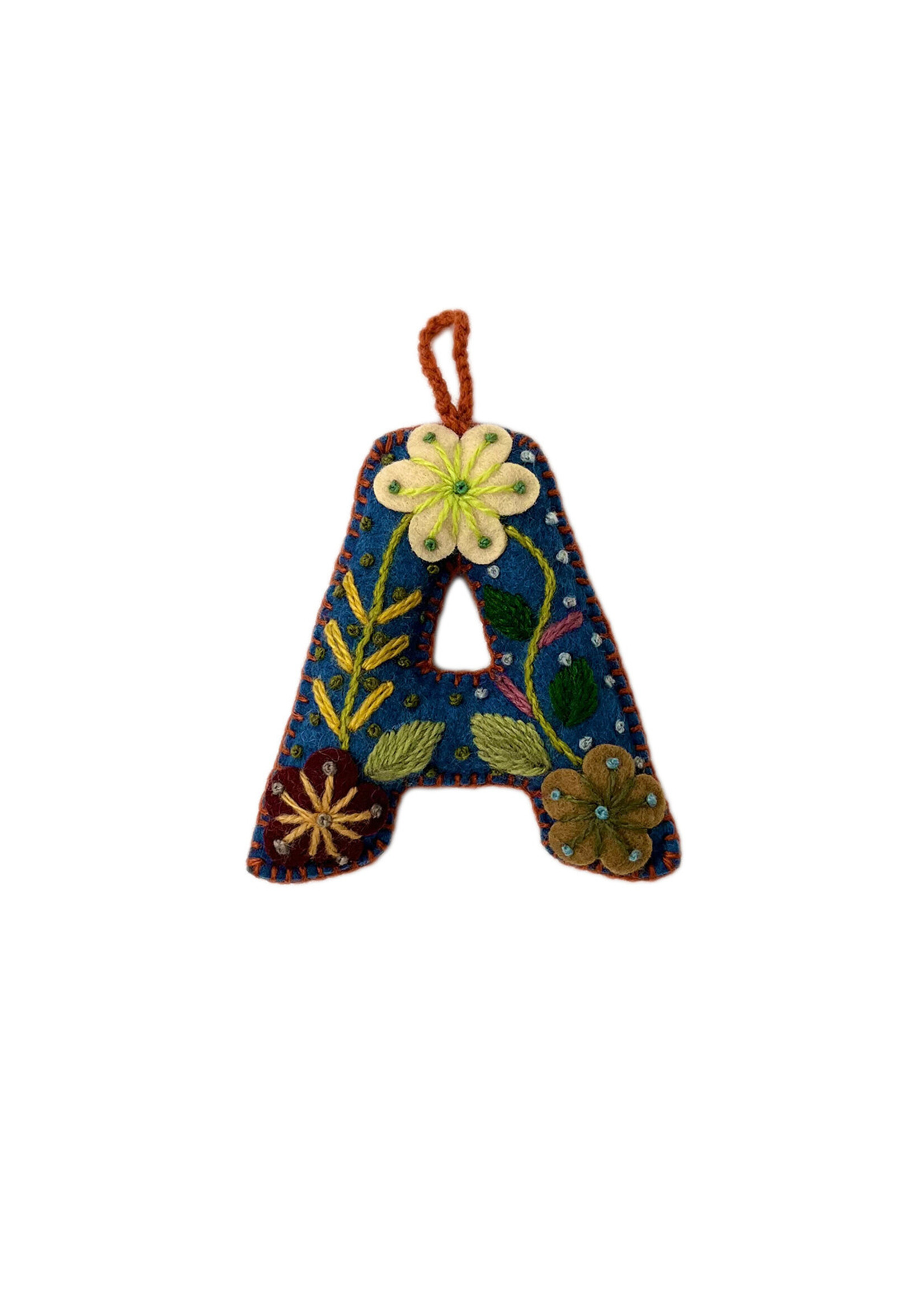 Andes Gifts Embroidered Letter A Ornament/Keychain