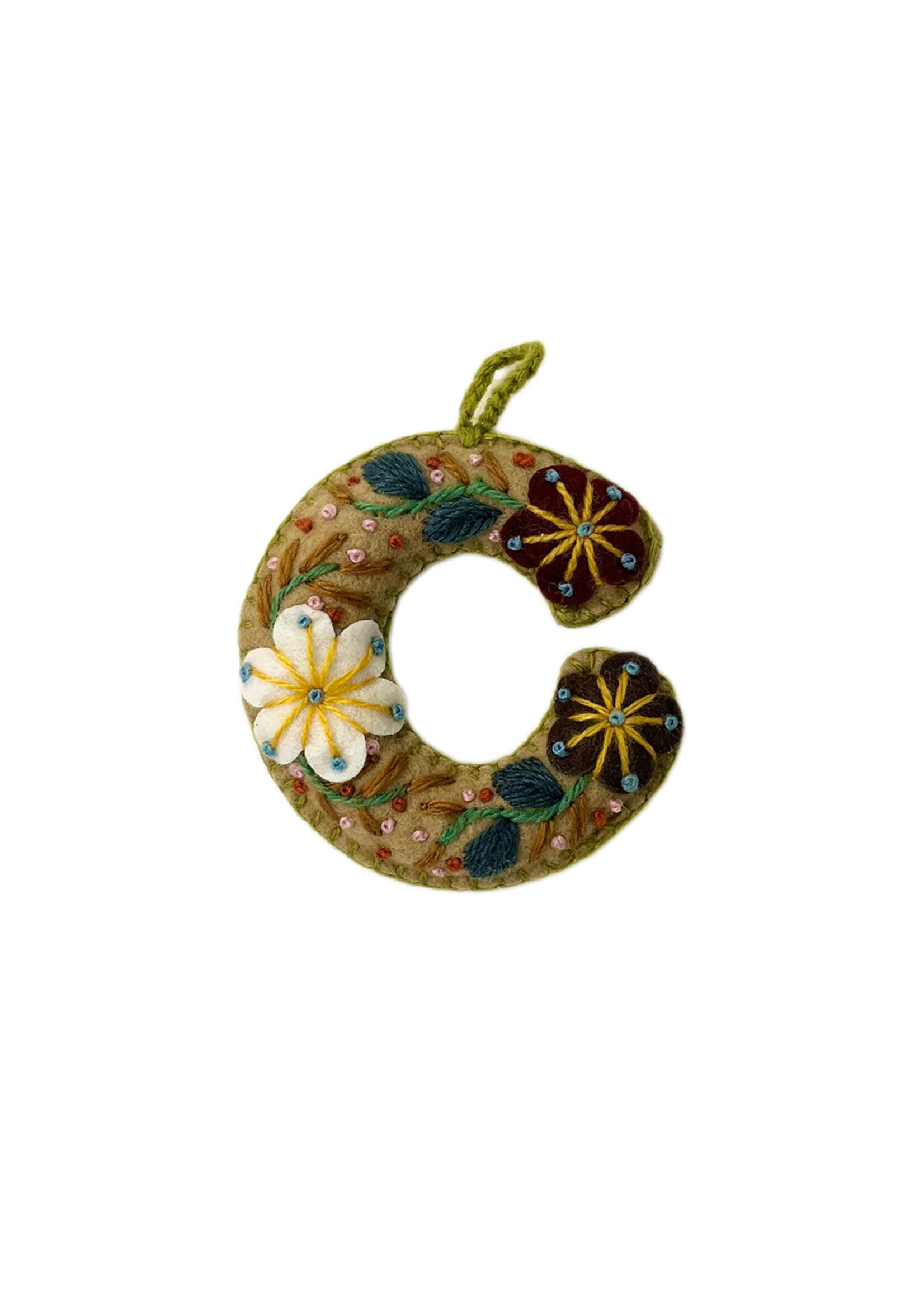 Andes Gifts Embroidered Letter C Ornament/Keychain