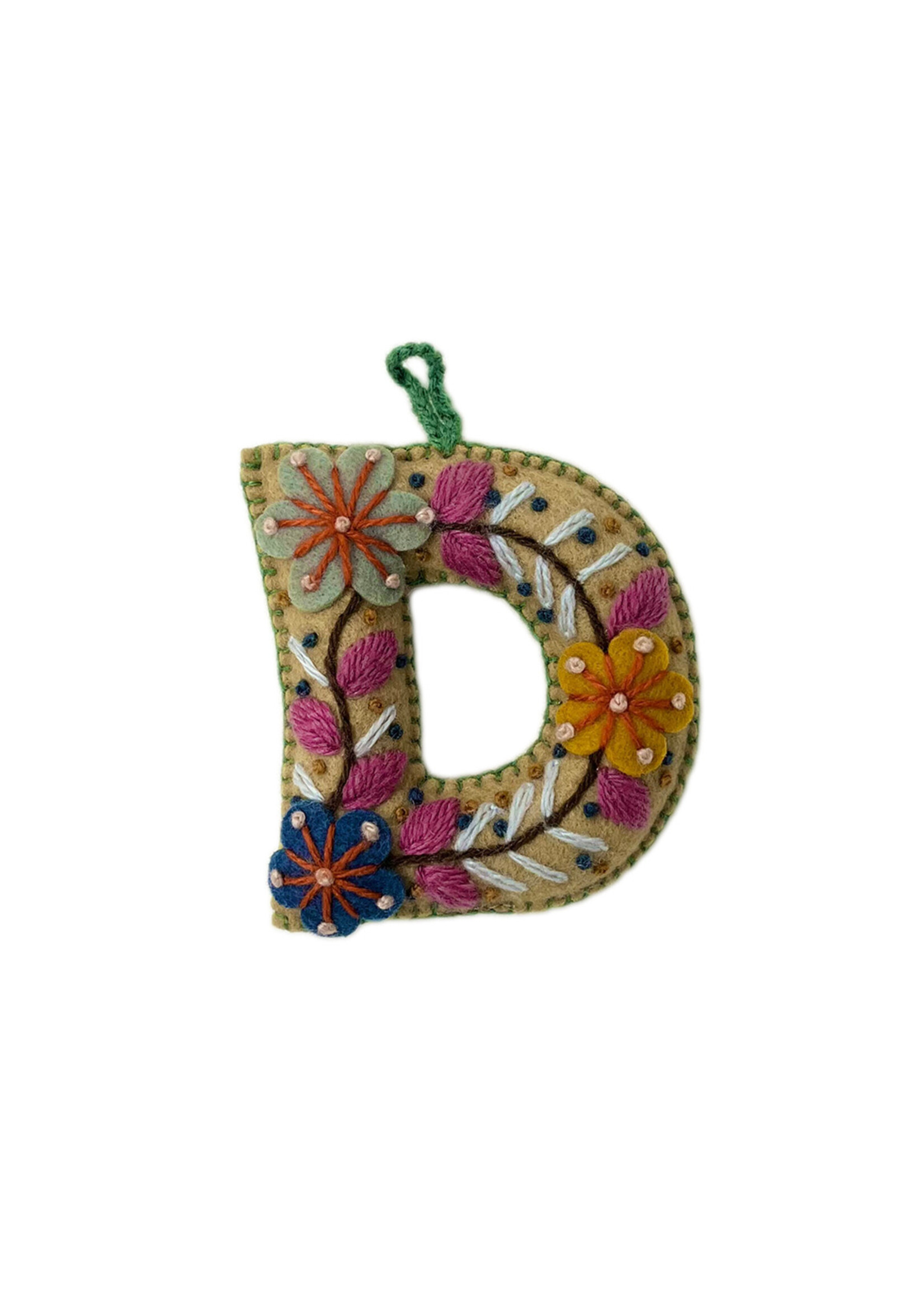 Andes Gifts Embroidered Letter D Ornament/Keychain
