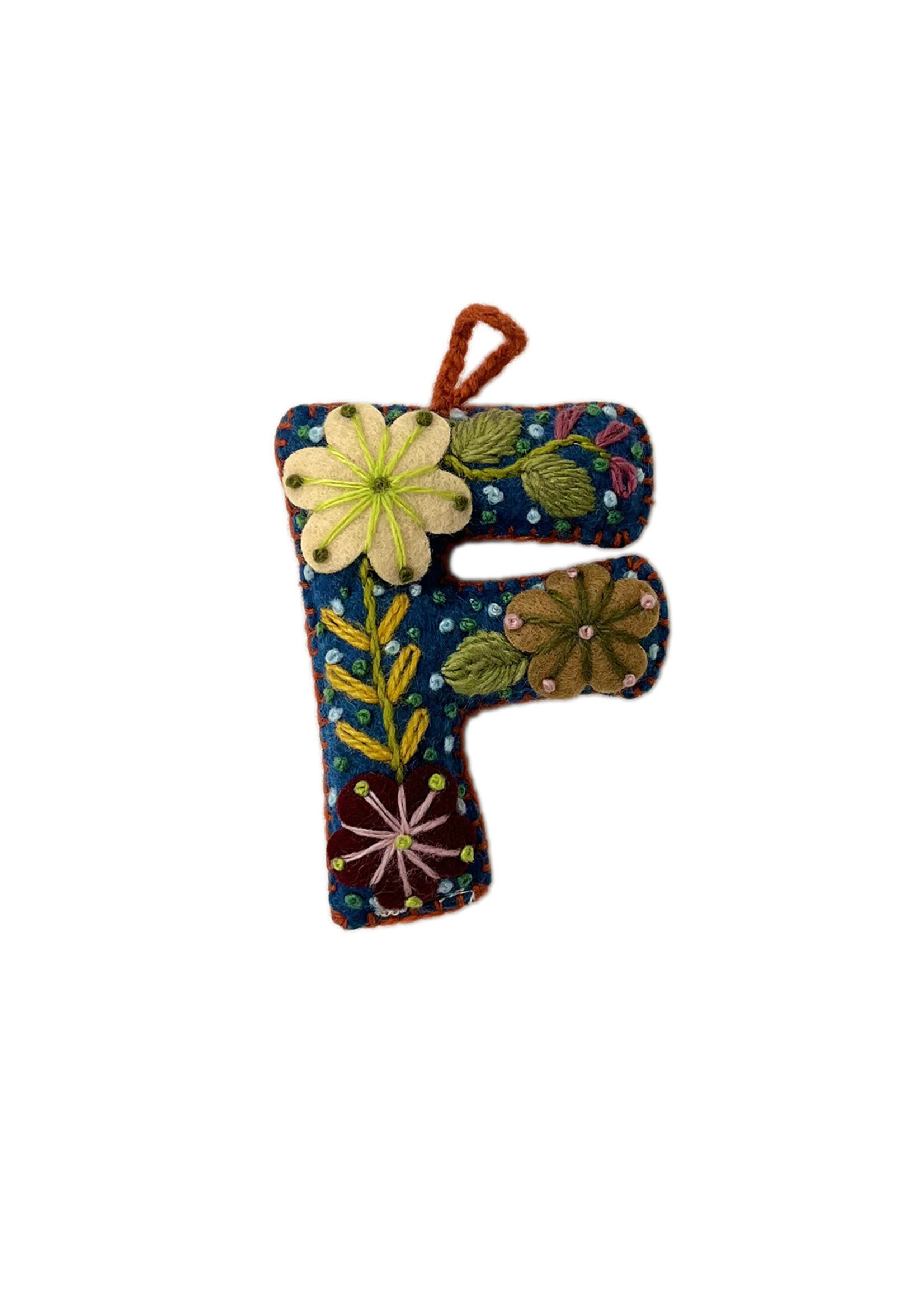 Andes Gifts Embroidered Letter F Ornament/Keychain