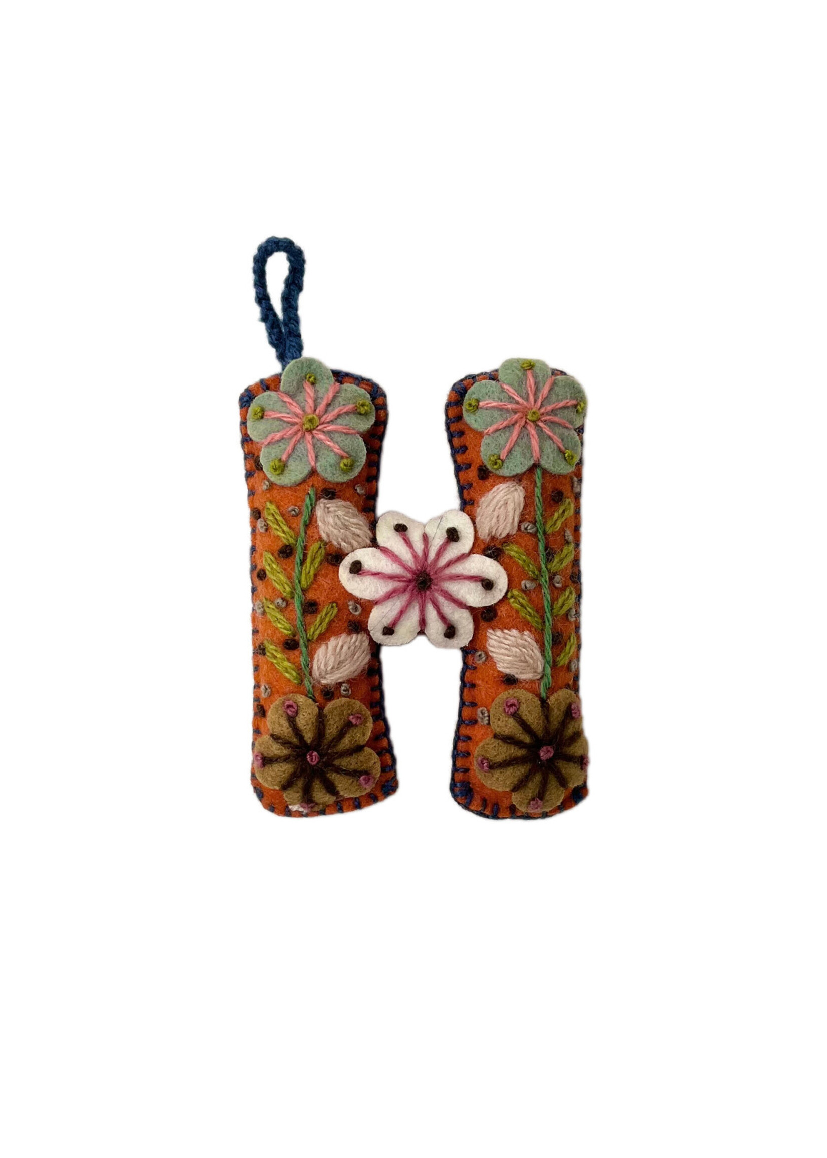 Andes Gifts Embroidered Letter H Ornament/Keychain