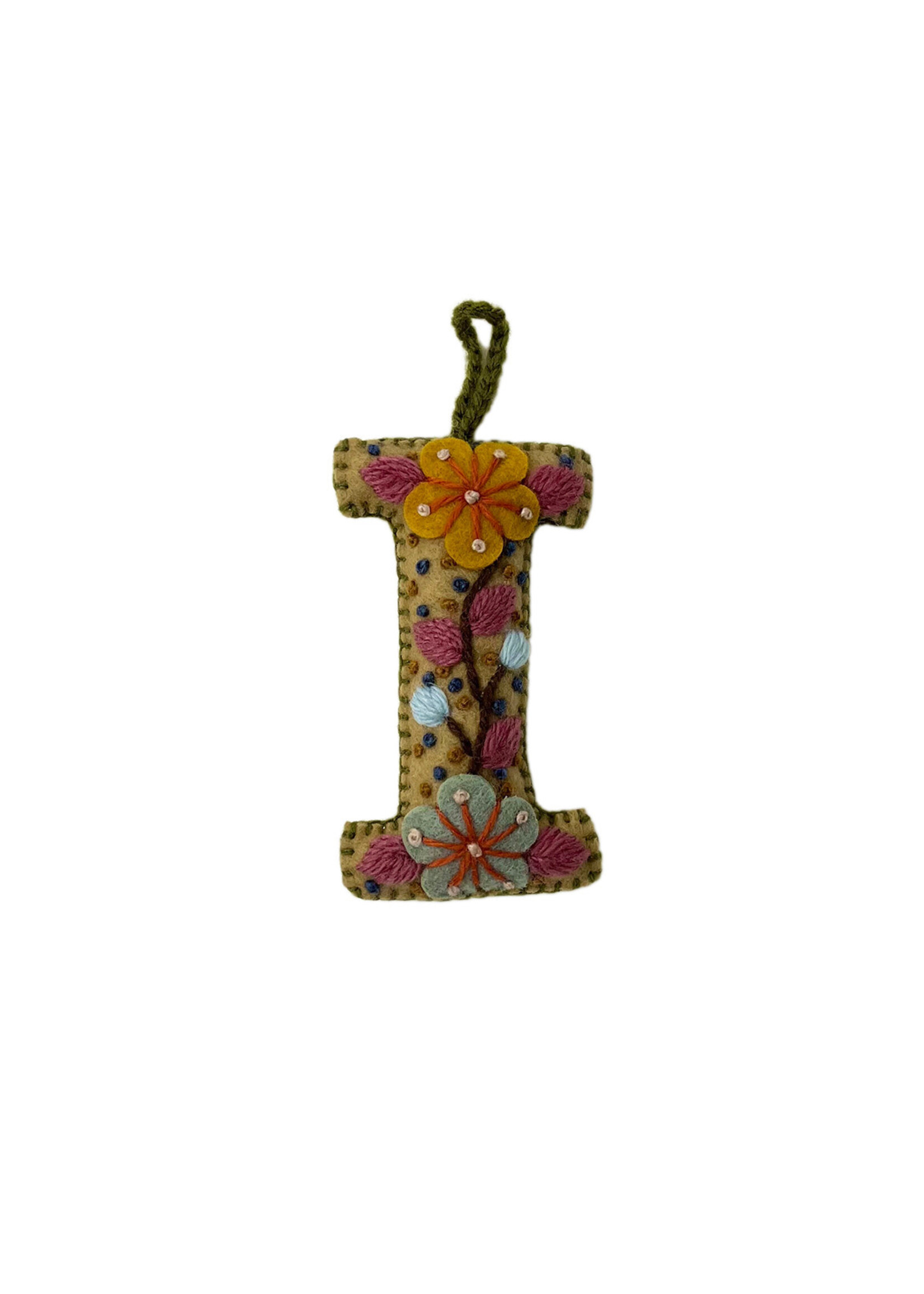 Andes Gifts Embroidered Letter I Ornament/Keychain