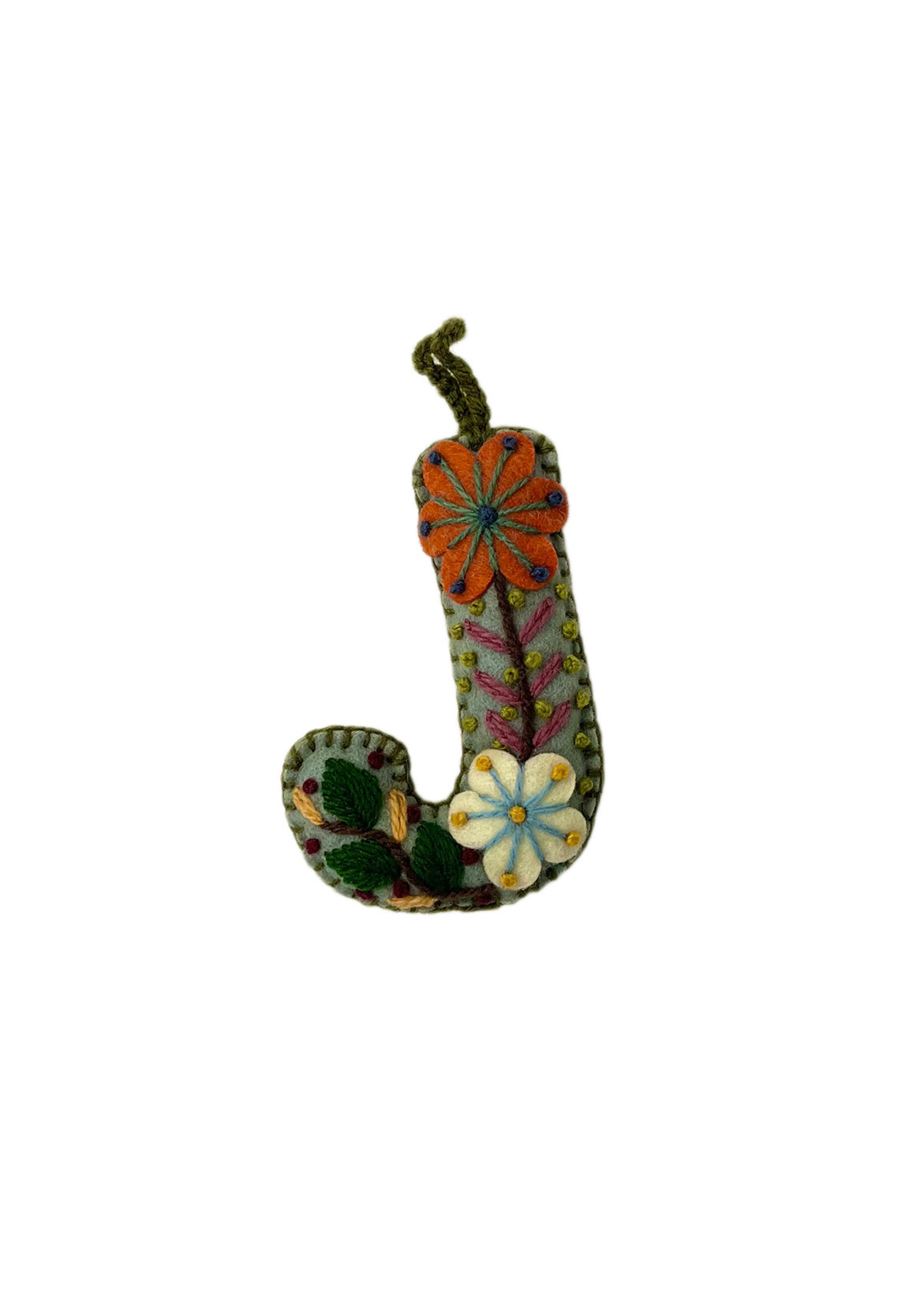 Andes Gifts Embroidered Letter J Ornament/Keychain