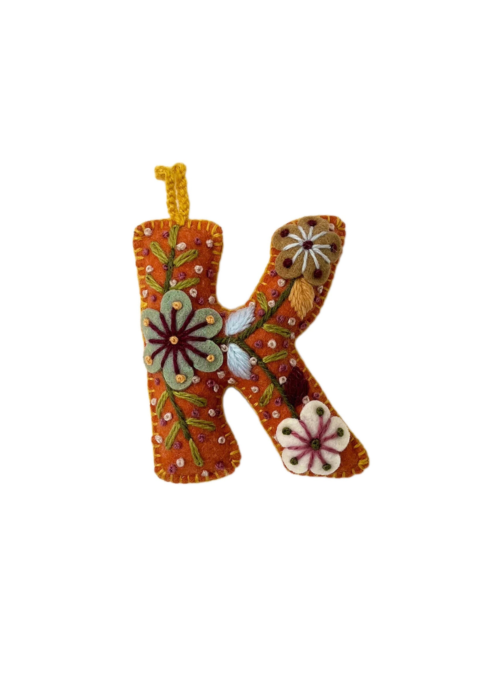 Andes Gifts Embroidered Letter K Ornament/Keychain
