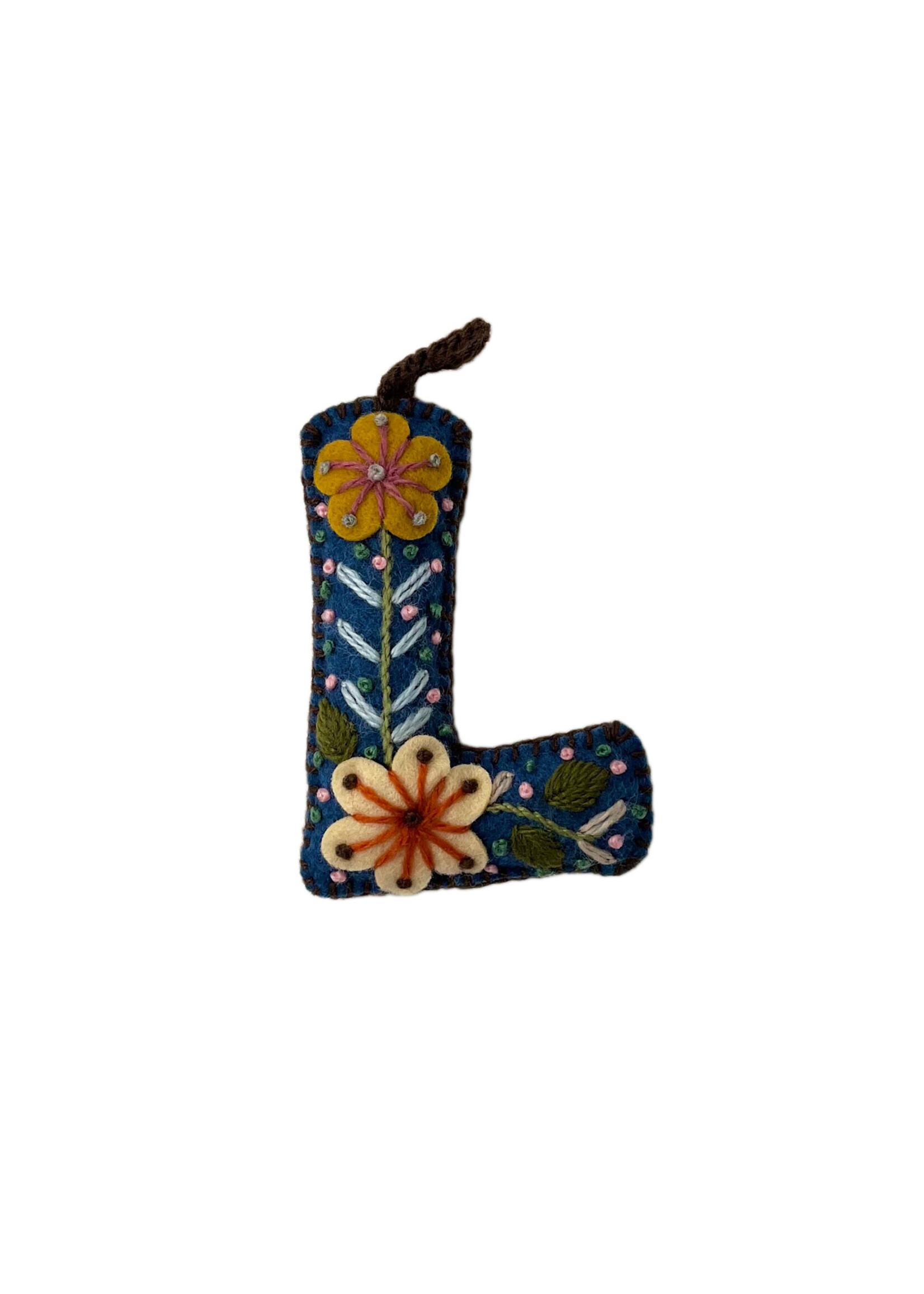 Andes Gifts Embroidered Letter L Ornament/Keychain