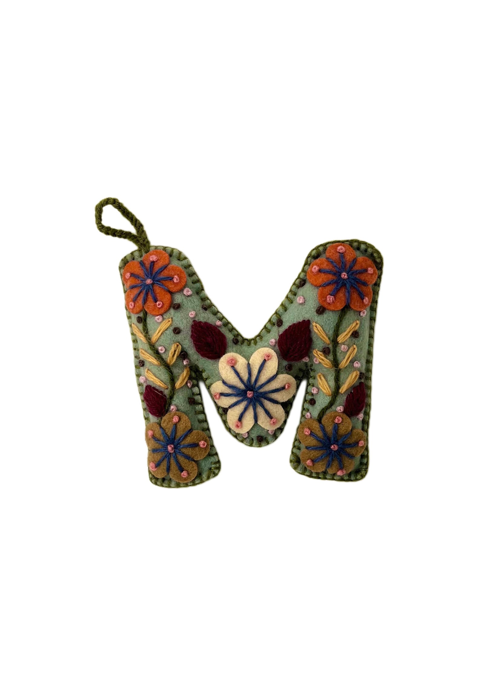 Andes Gifts Embroidered Letter M Ornament/Keychain