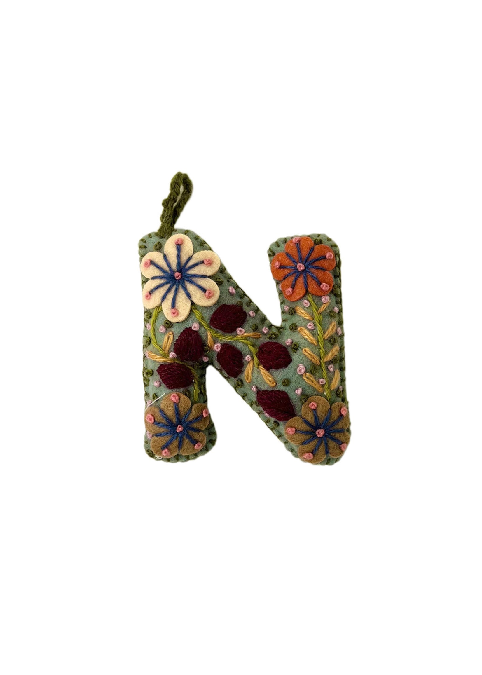 Andes Gifts Embroidered Letter N Ornament/Keychain