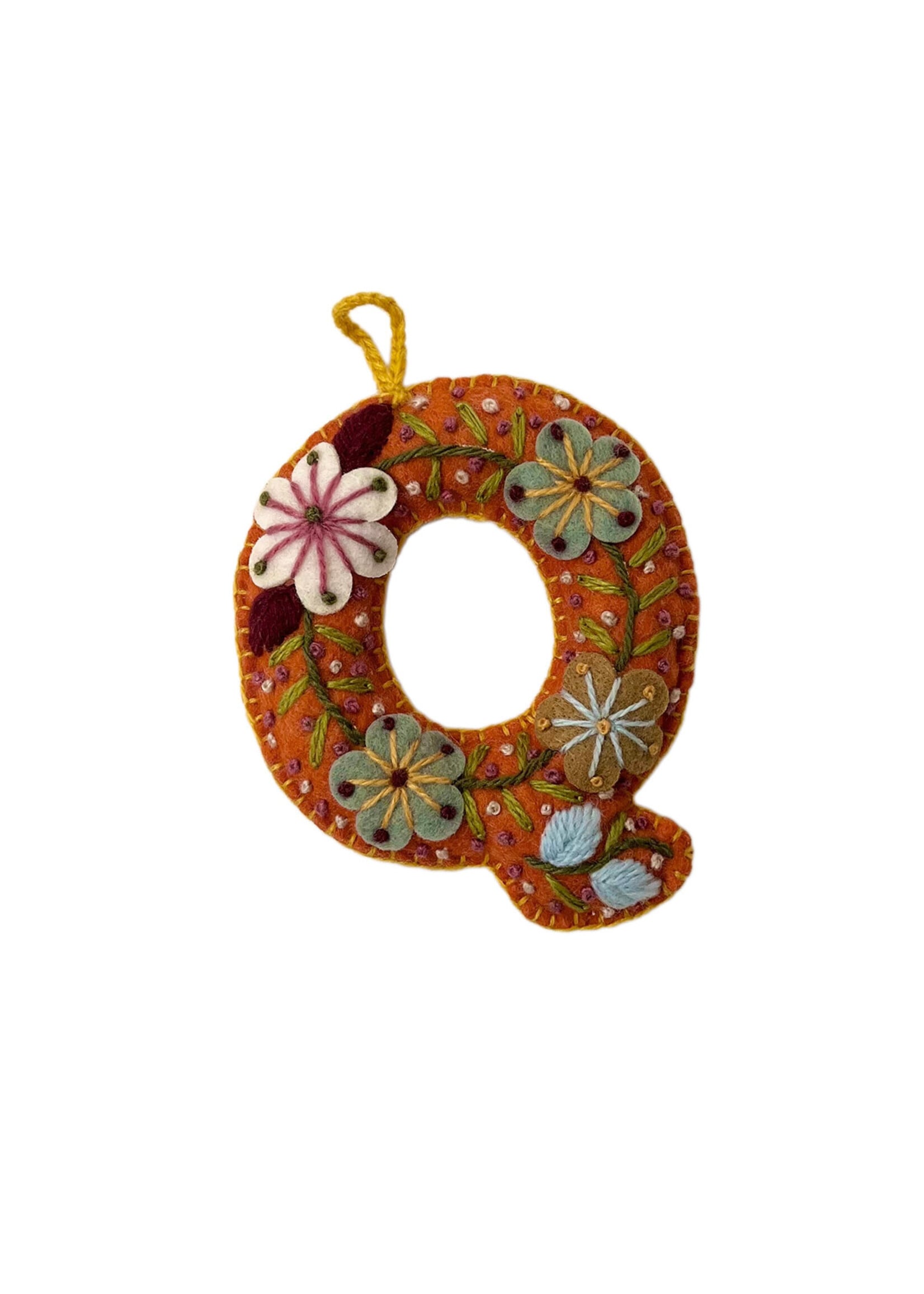 Andes Gifts Embroidered Letter Q Ornament/Keychain