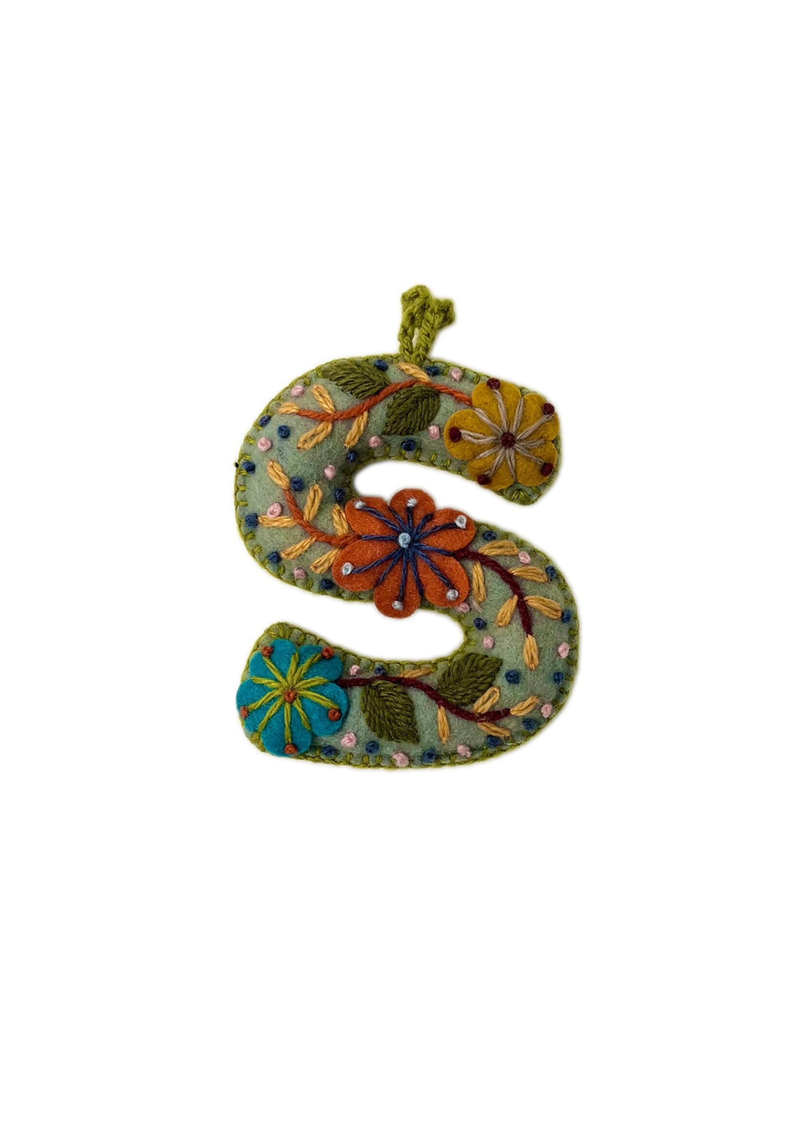 Andes Gifts Embroidered Letter S Ornament/Keychain