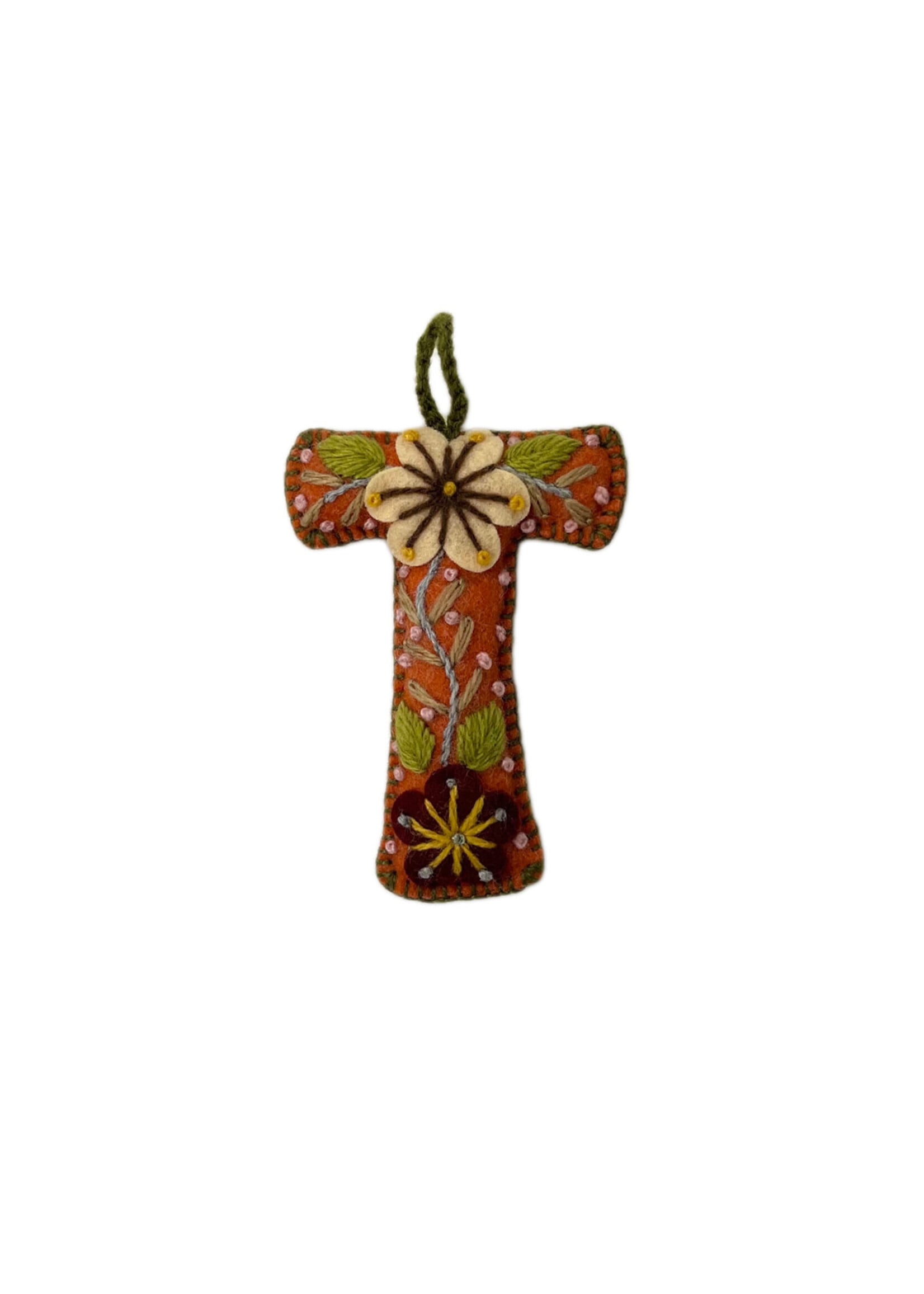 Andes Gifts Embroidered Letter T Ornament/Keychain
