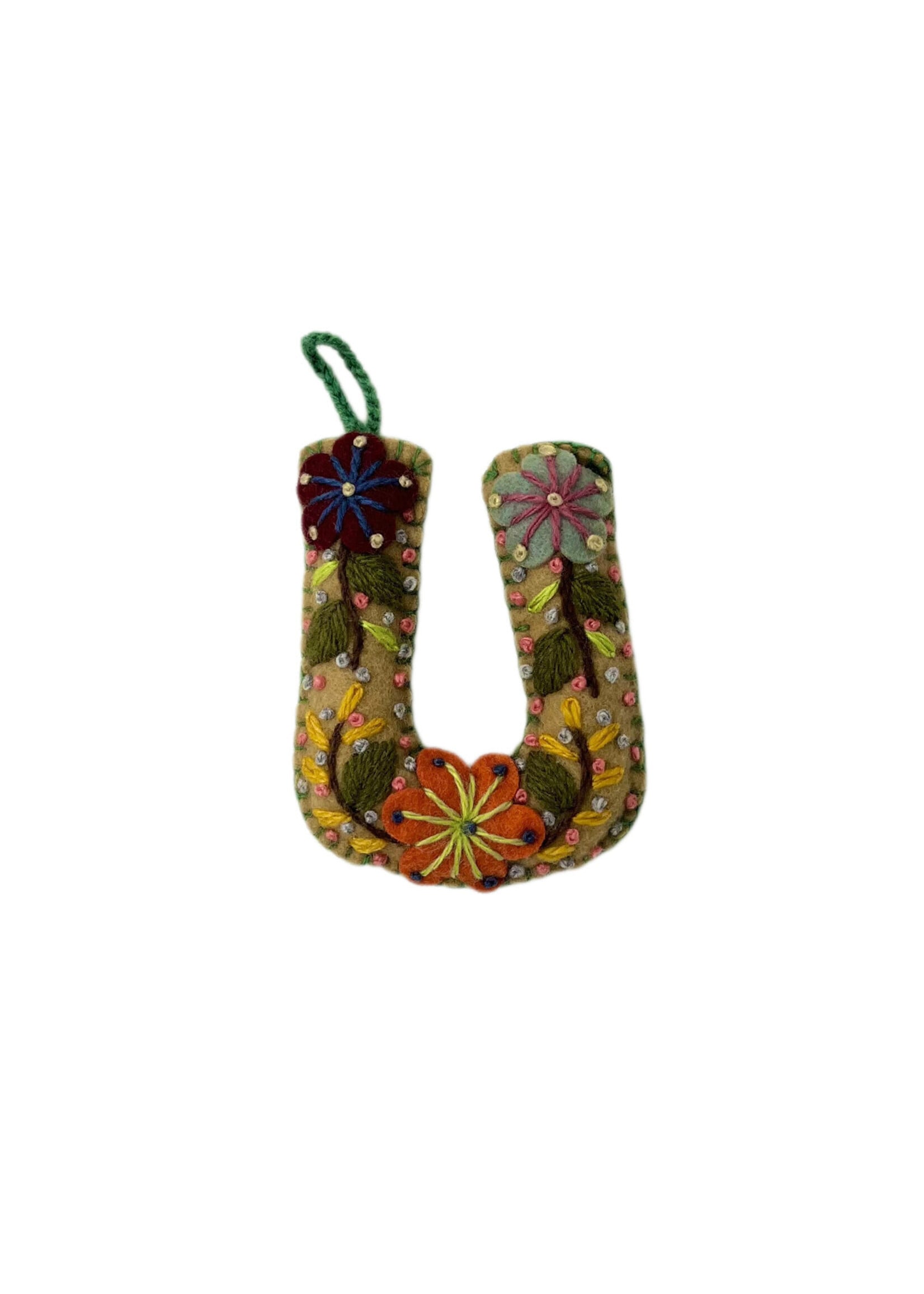 Andes Gifts Embroidered Letter U Ornament/Key chain